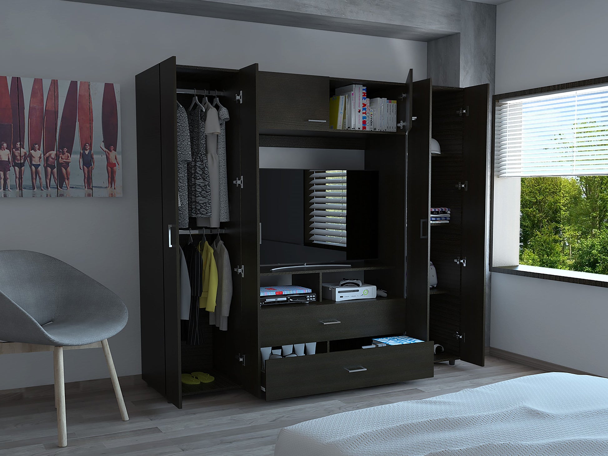 Closet Manila Z 200 X 198 X 50 Rta Wengue