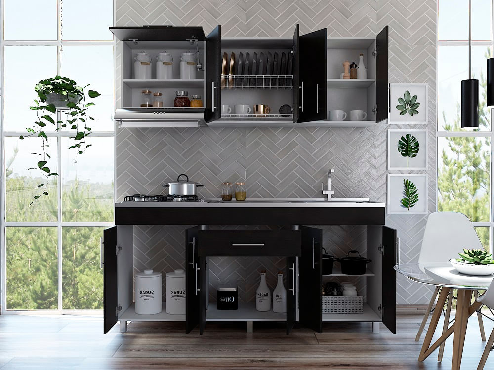 Cocina 180 Mariana Rta Blanco + Wengue
