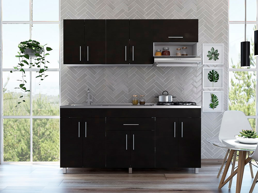 Cocina 180 Mariana Rta Blanco + Wengue