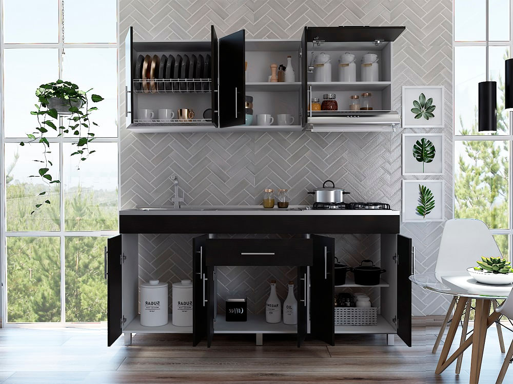 Cocina 180 Mariana Rta Blanco + Wengue