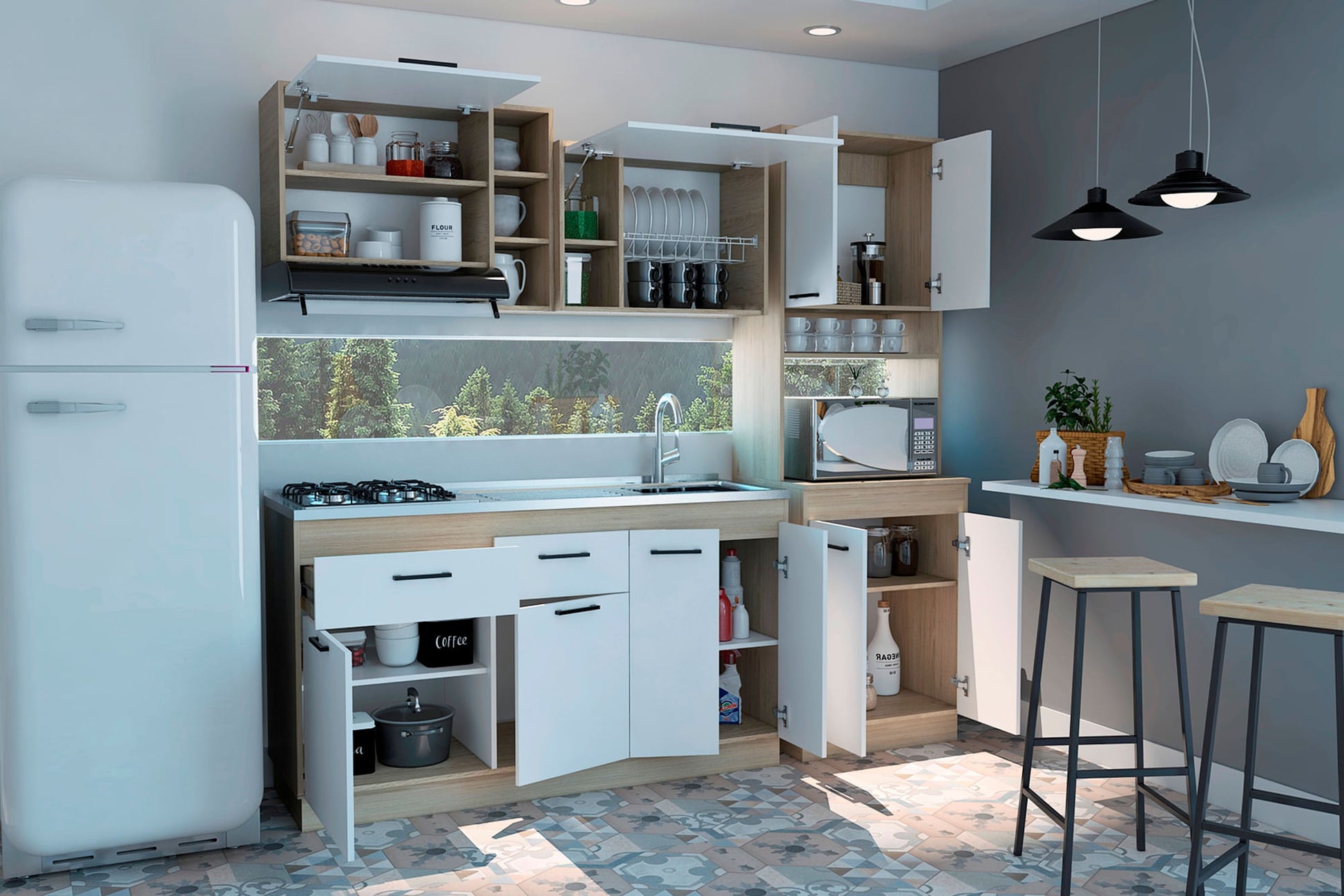 Cocina Belmira 150 Rta Rovere Blanco