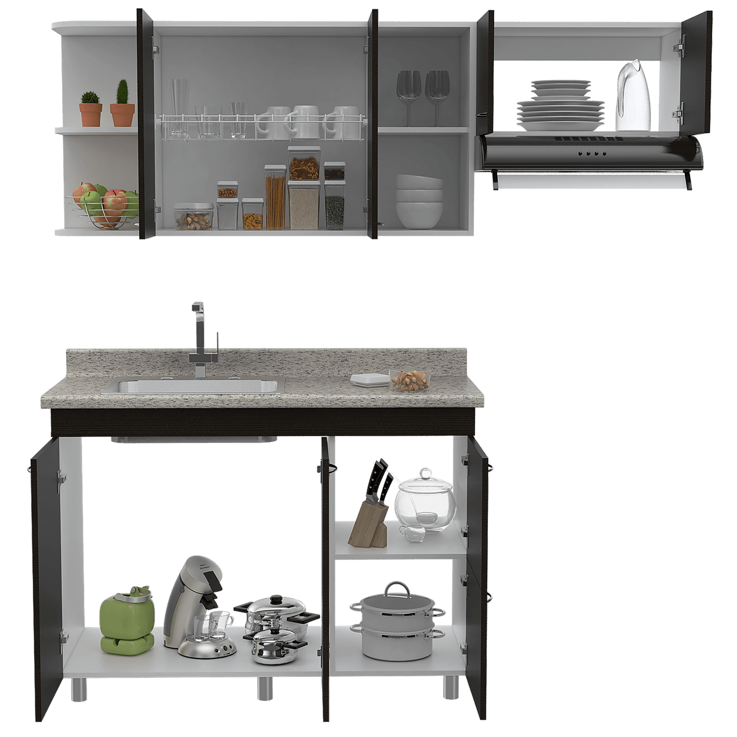 Cocina 120 Elica Rta Blanco + Wengue