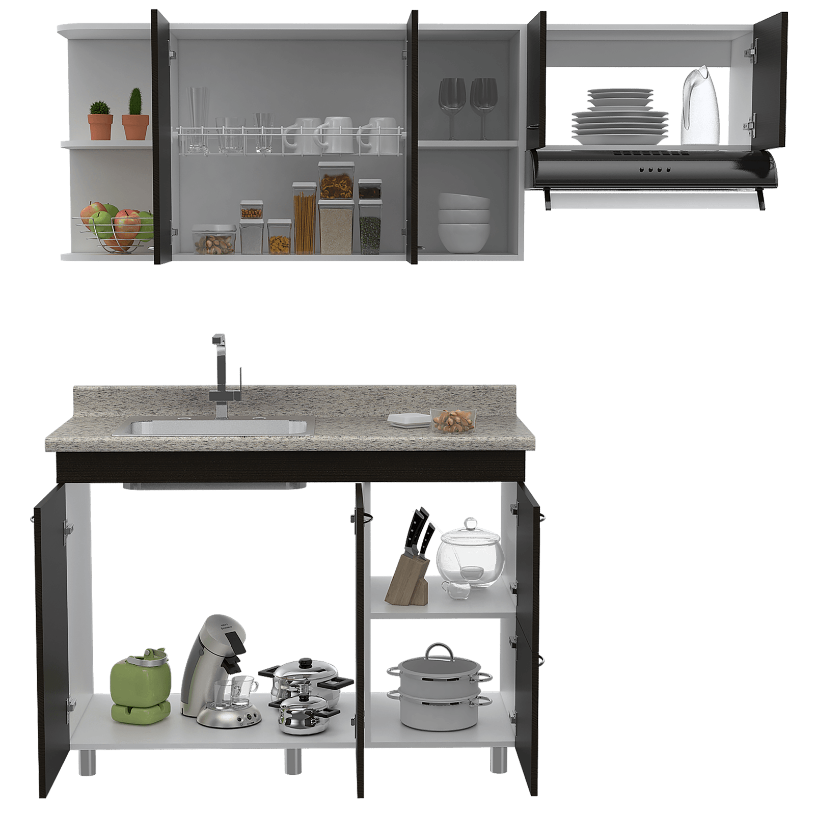 Cocina 120 Elica Rta Blanco + Wengue