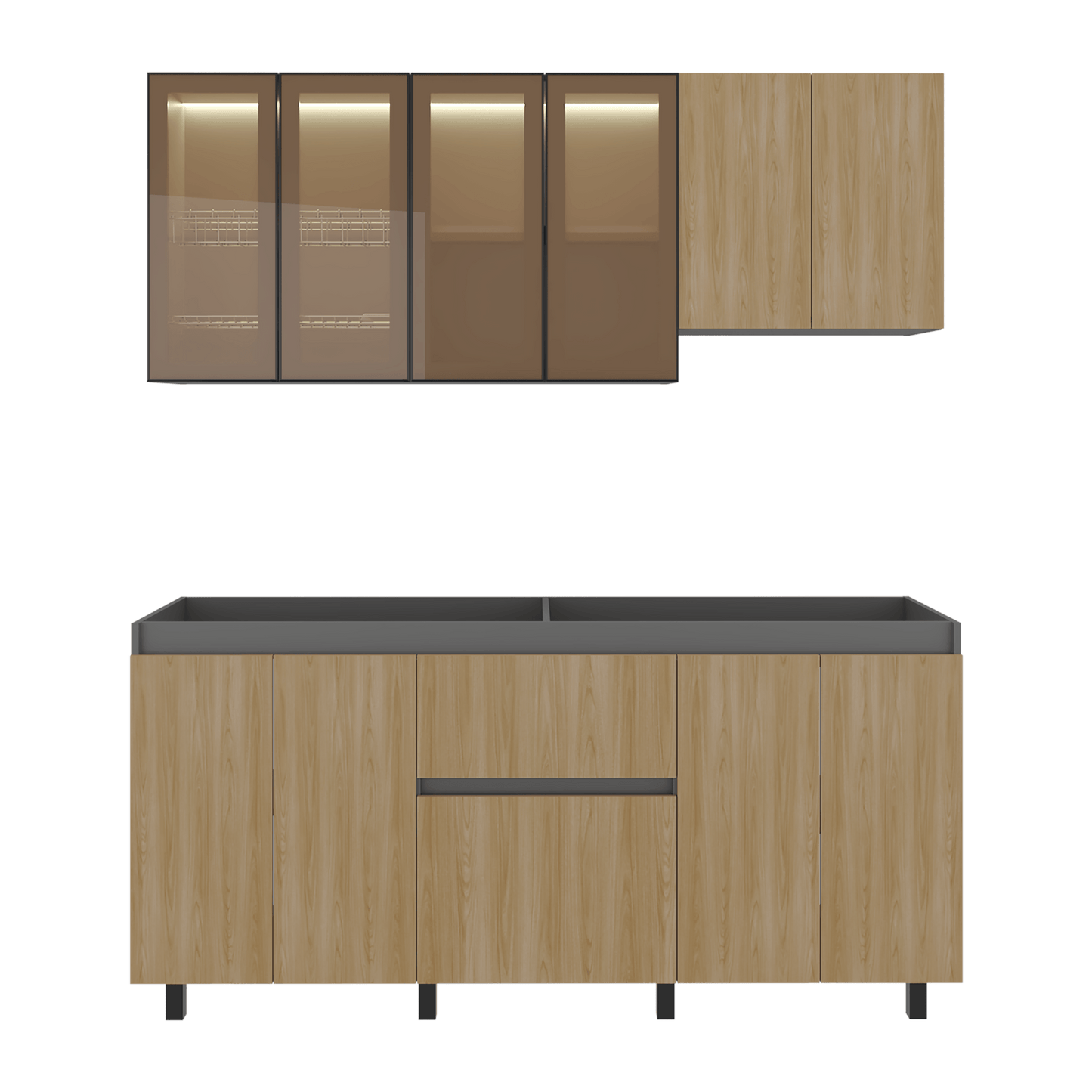 Cocina 180 Lioni 70X180X34 Rta Plomo Fresno Eu