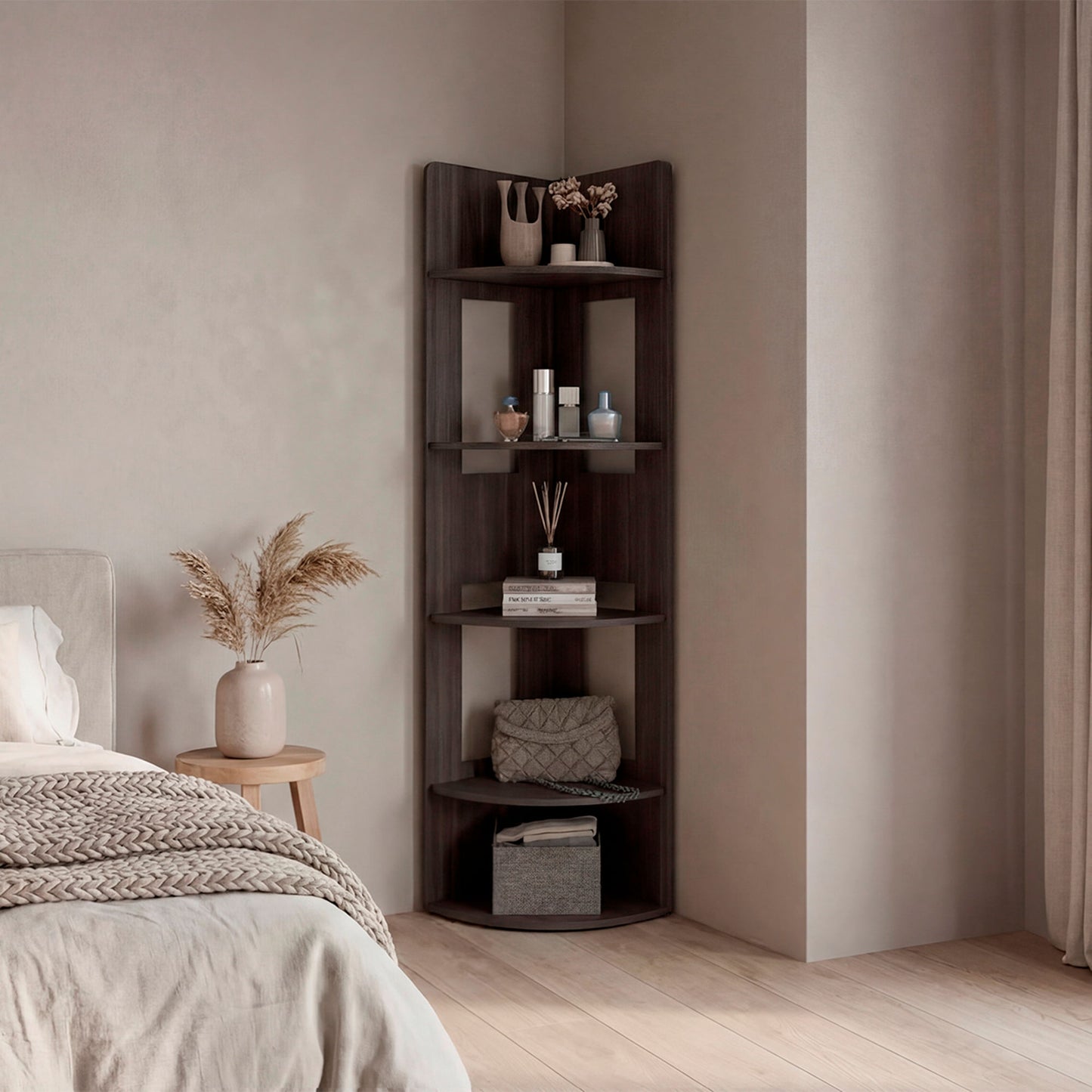 Estante Esquinero Home Dreams 170X40X40 Rta Nogal Zf