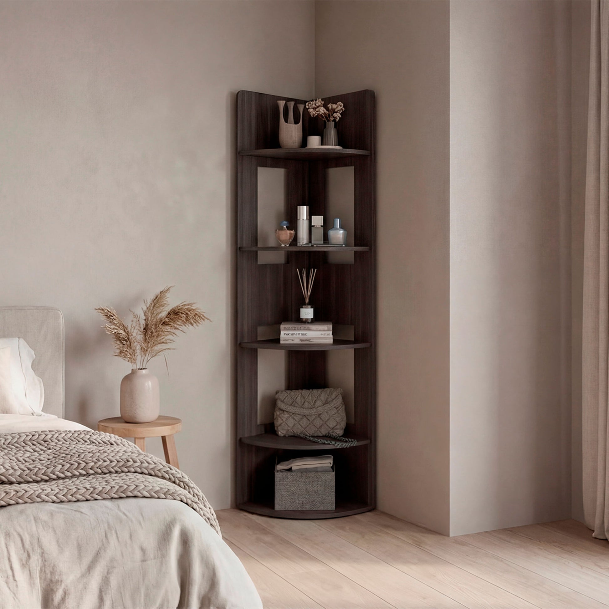 Estante Esquinero Home Dreams 170X40X40 Rta Nogal Zf