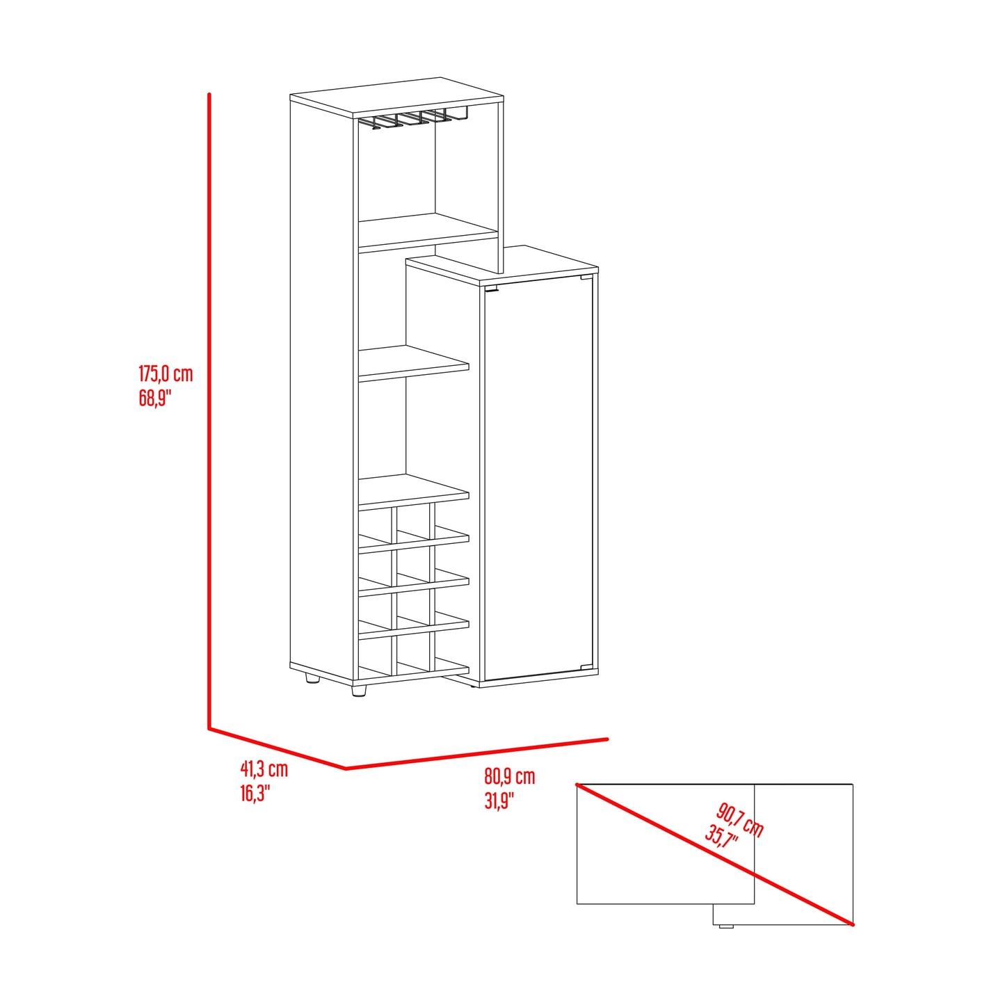 Bar Ozzy 175X80X41 Rta Wengue Milan
