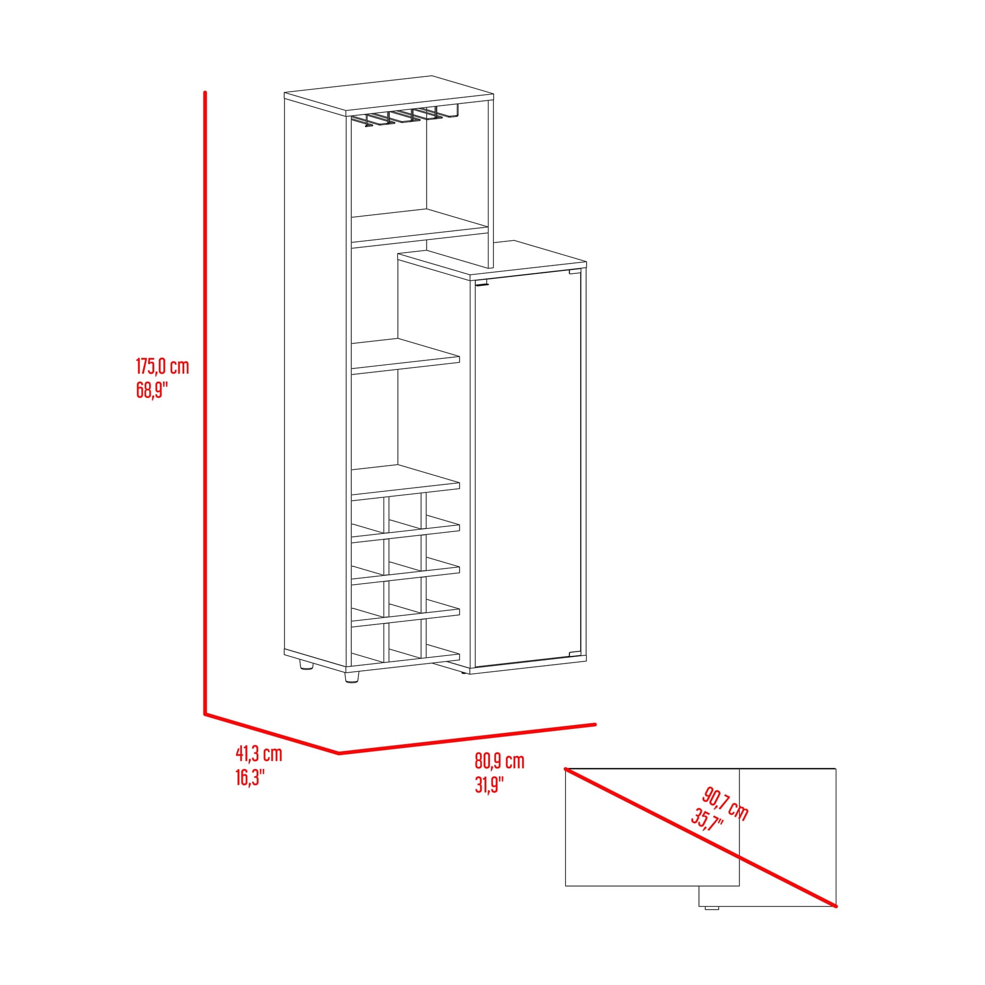 Bar Ozzy 175X80X41 Rta Wengue Milan