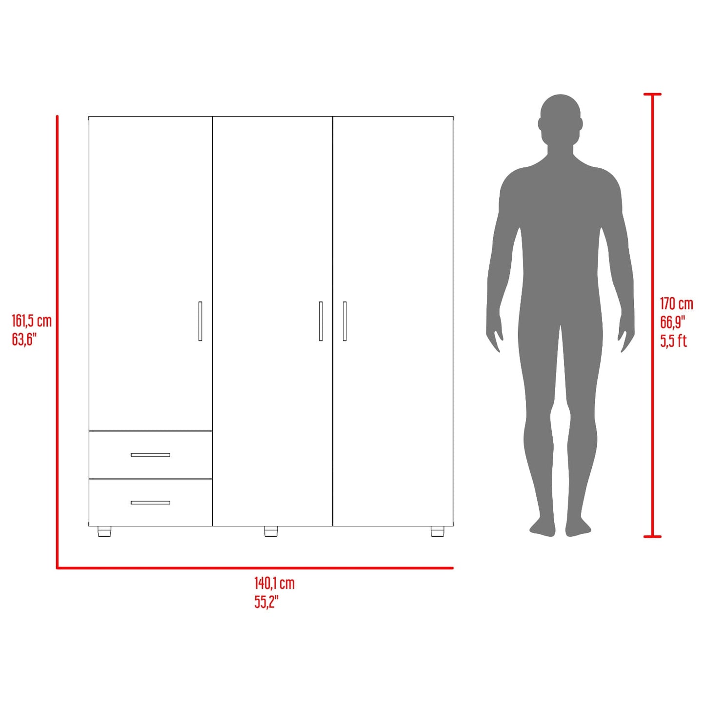Closet Dassel 161X140X52 Rta Rovere