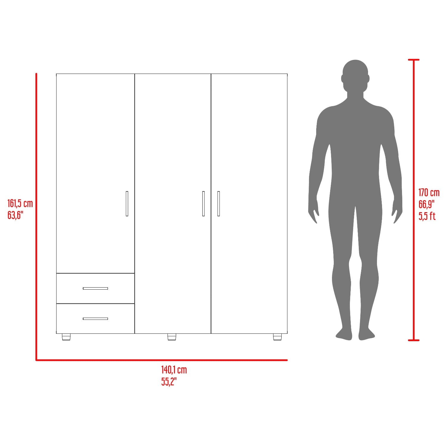 Closet Dassel 161X140X52 Rta Rovere