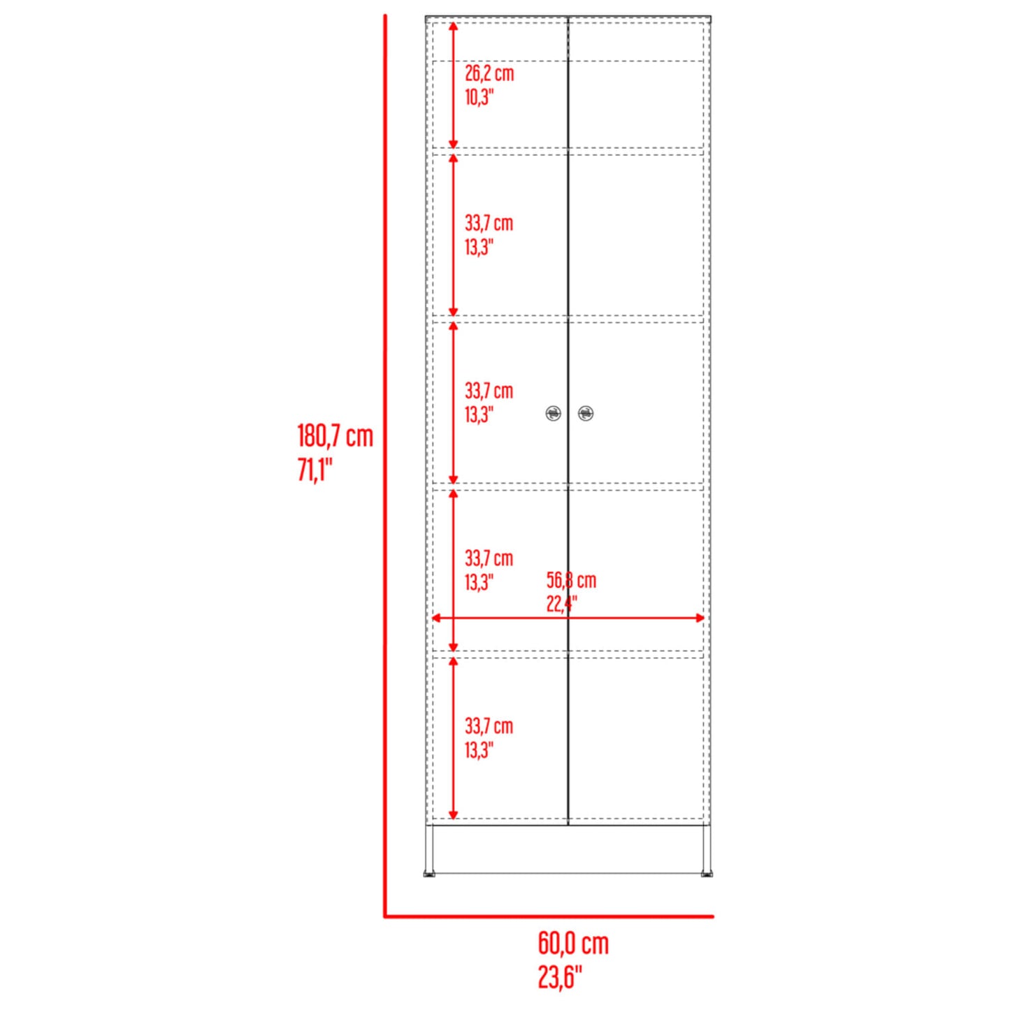 Mueble Alacena Multiuso 180X60X30 Rta Blanco Zf