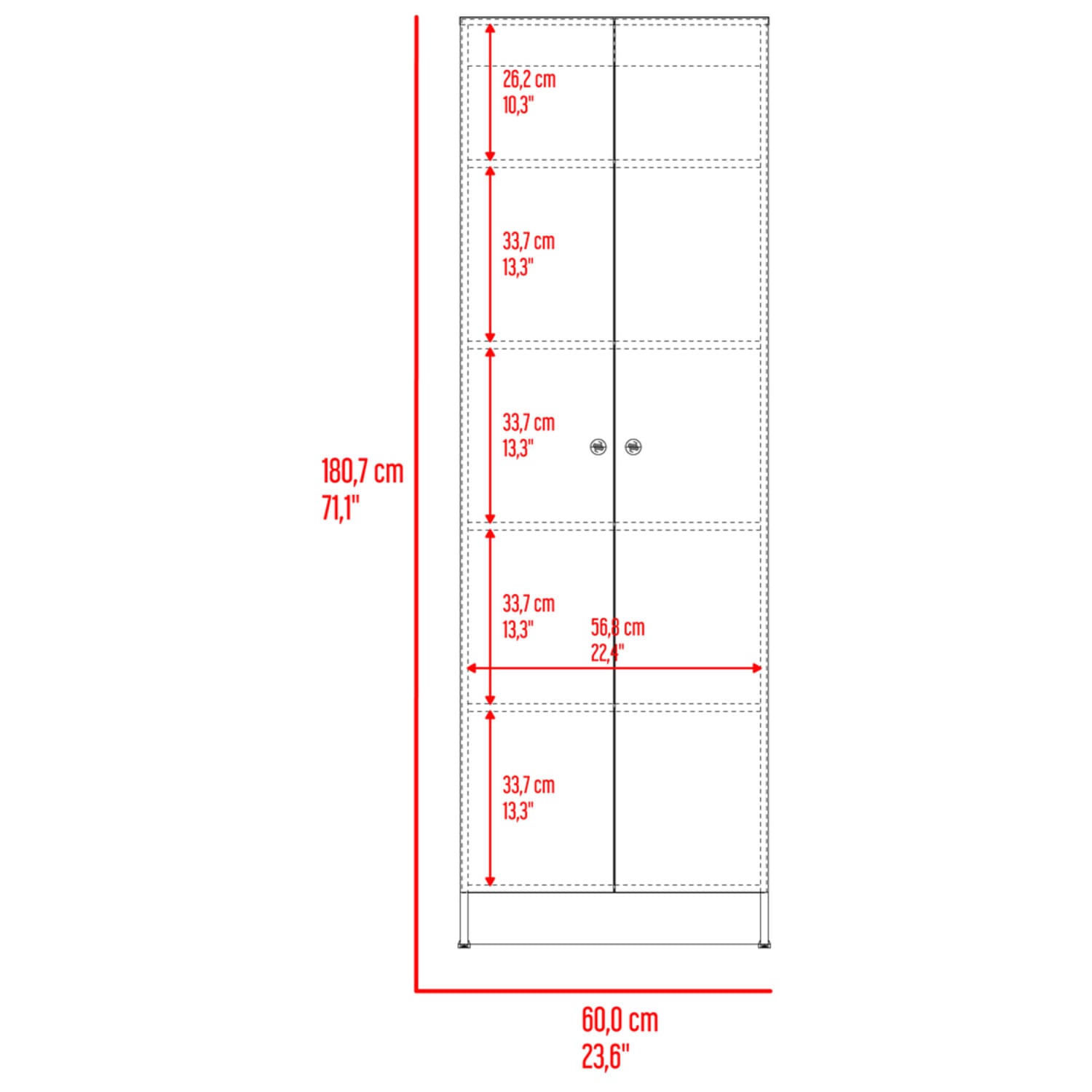 Mueble Alacena Multiuso 180X60X30 Rta Blanco Zf