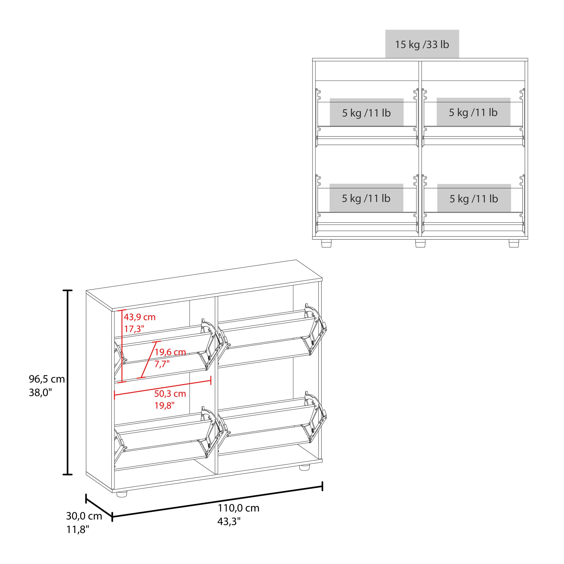 Zapatero 4 Puertas Opal 96X110X30 Rta Blanco Zf