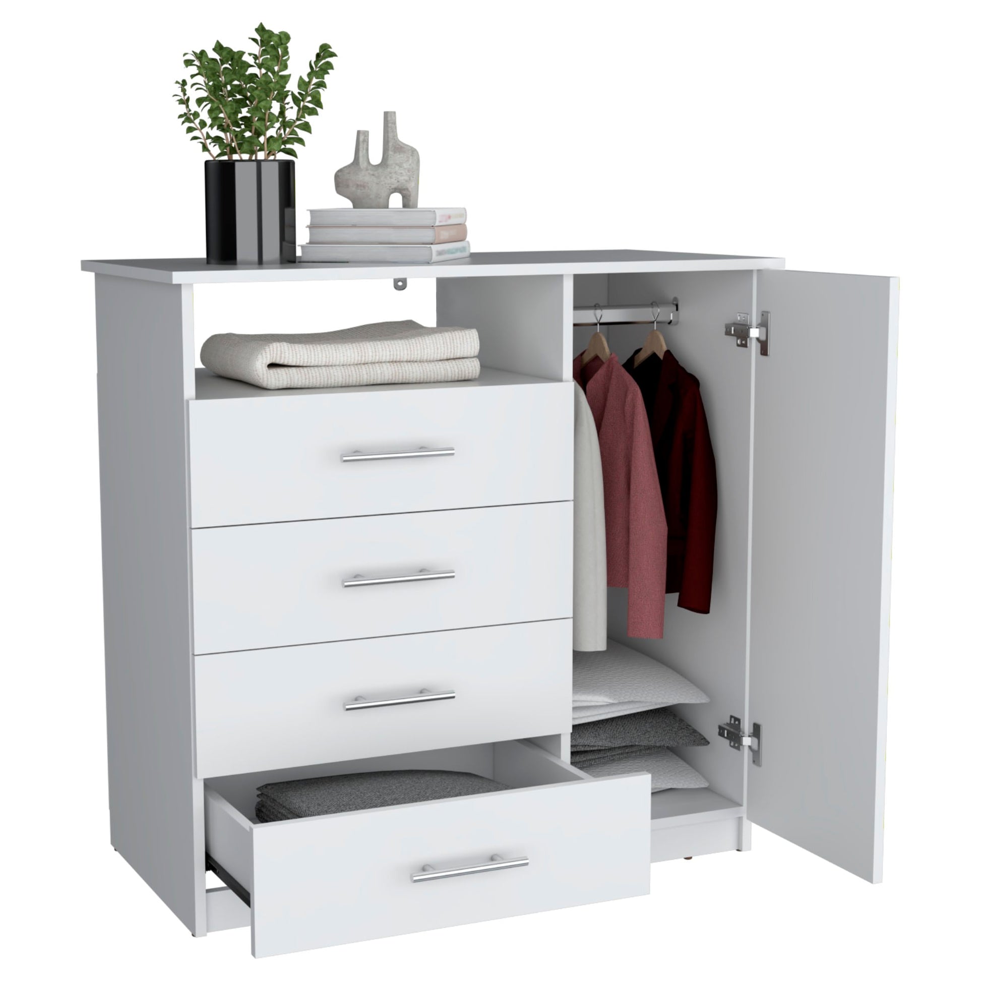 Comoda Peru 4 Cajones 1 Puerta 88X91X45 Rta Blanco