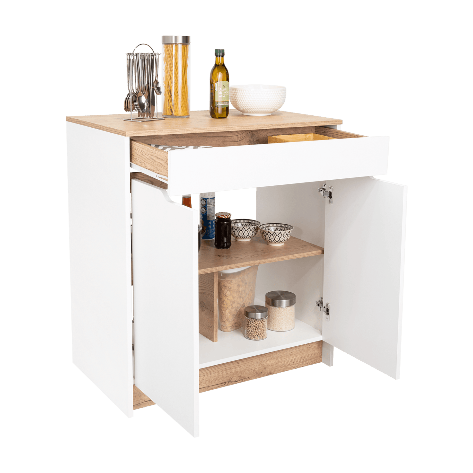 Mueble Inferior Cocina Soler 89X80 Rta Blanco Macadamia