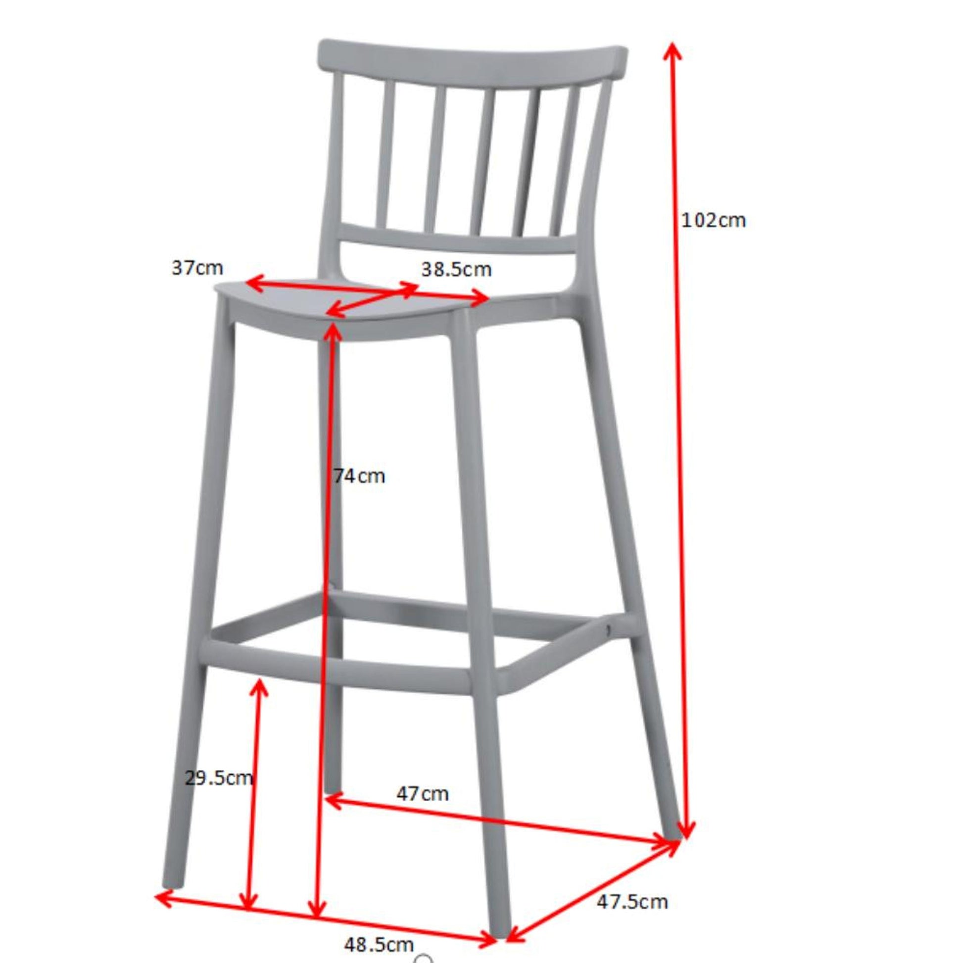 Silla Bar Oxford 104X37X48 Rta Gris