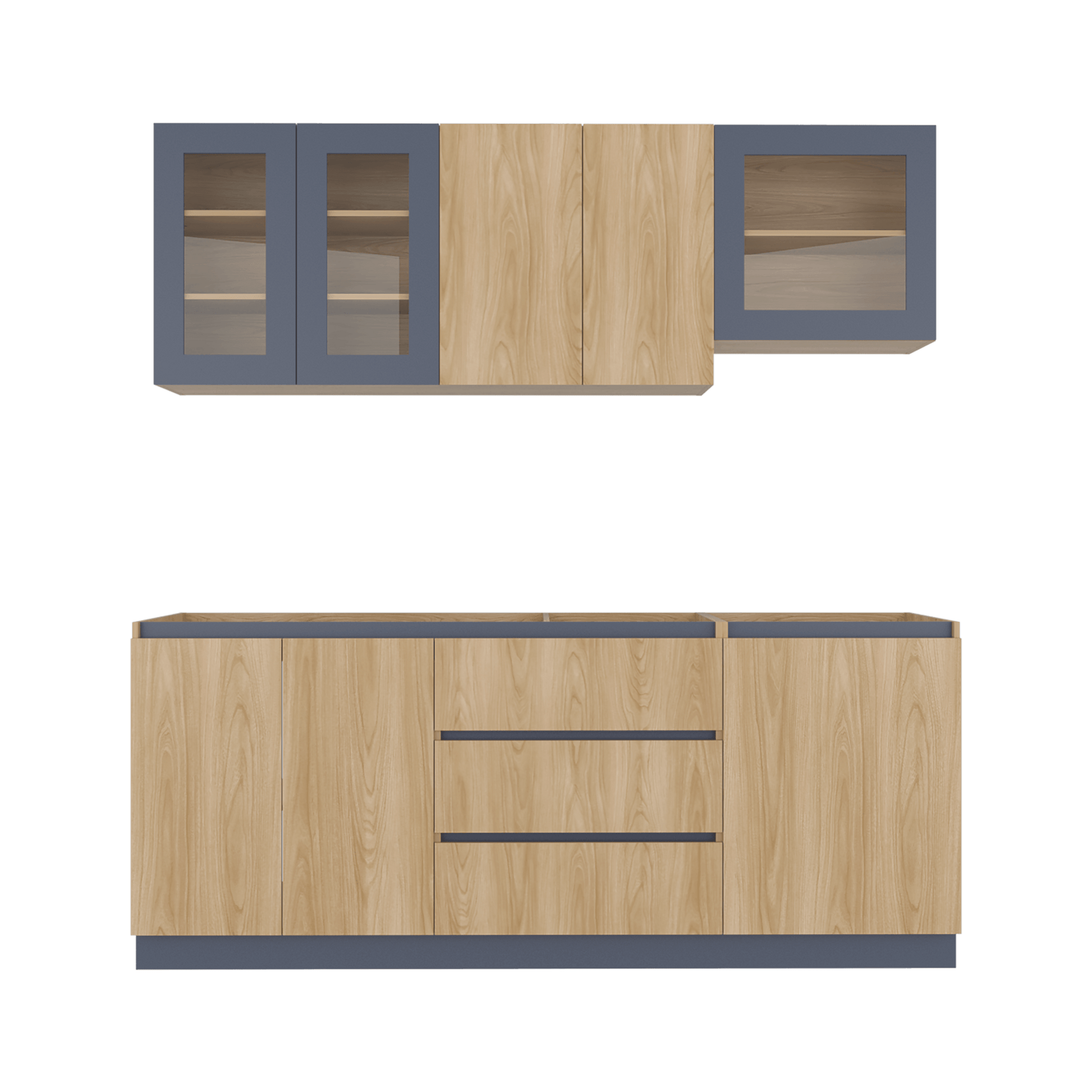 Cocina 210 Solana 70X210X32 Rta Fresno Eu Azul Marino