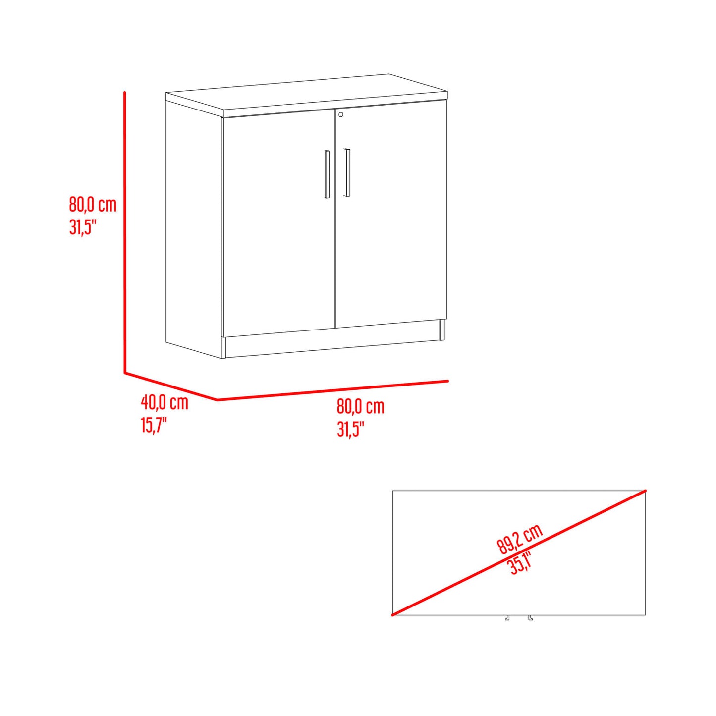 Armario 2P Malibu 80X80X40 Rta Nogal Wengue Zf