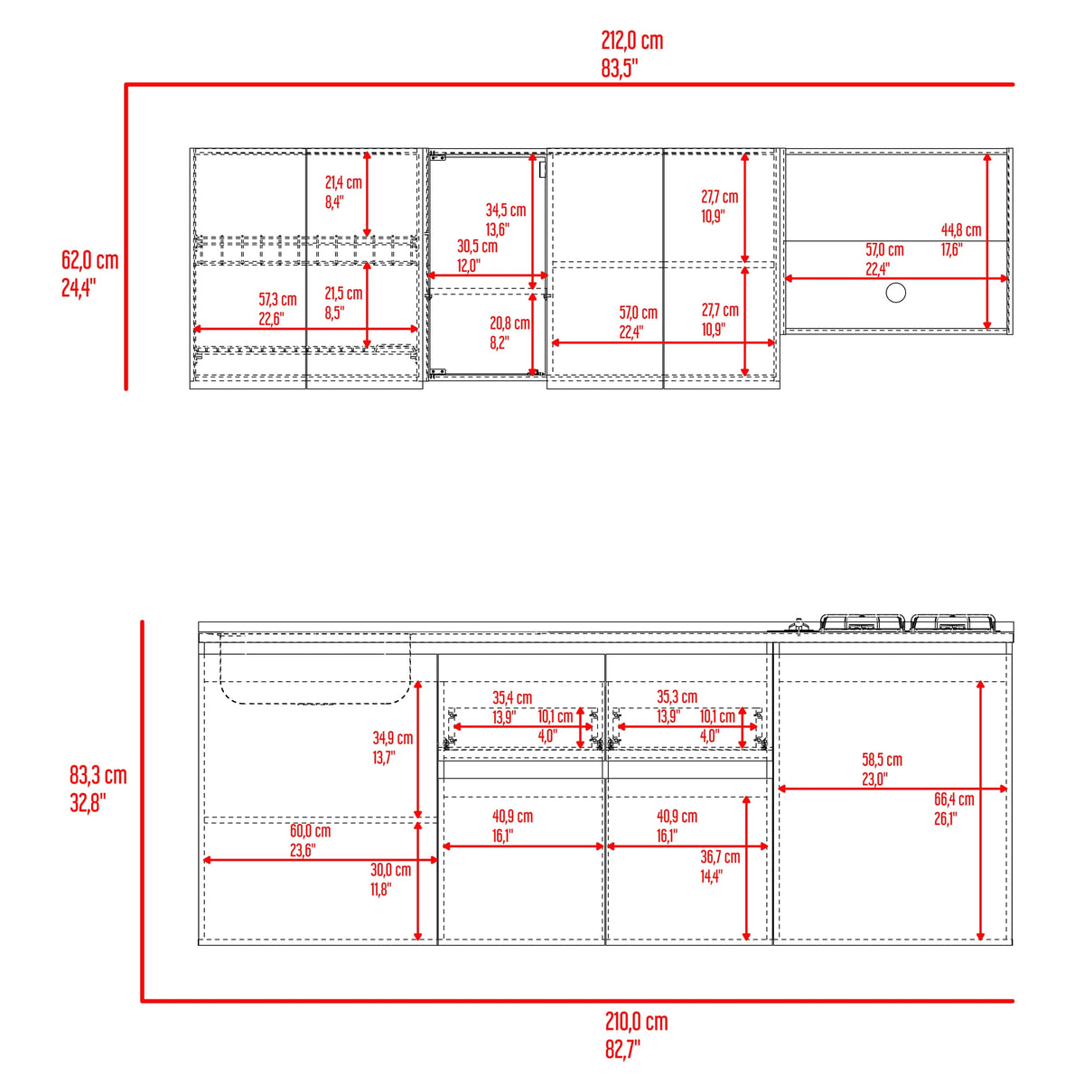 Cocina Amantia Izquierda 208X212X52 Rta Fresno Eu