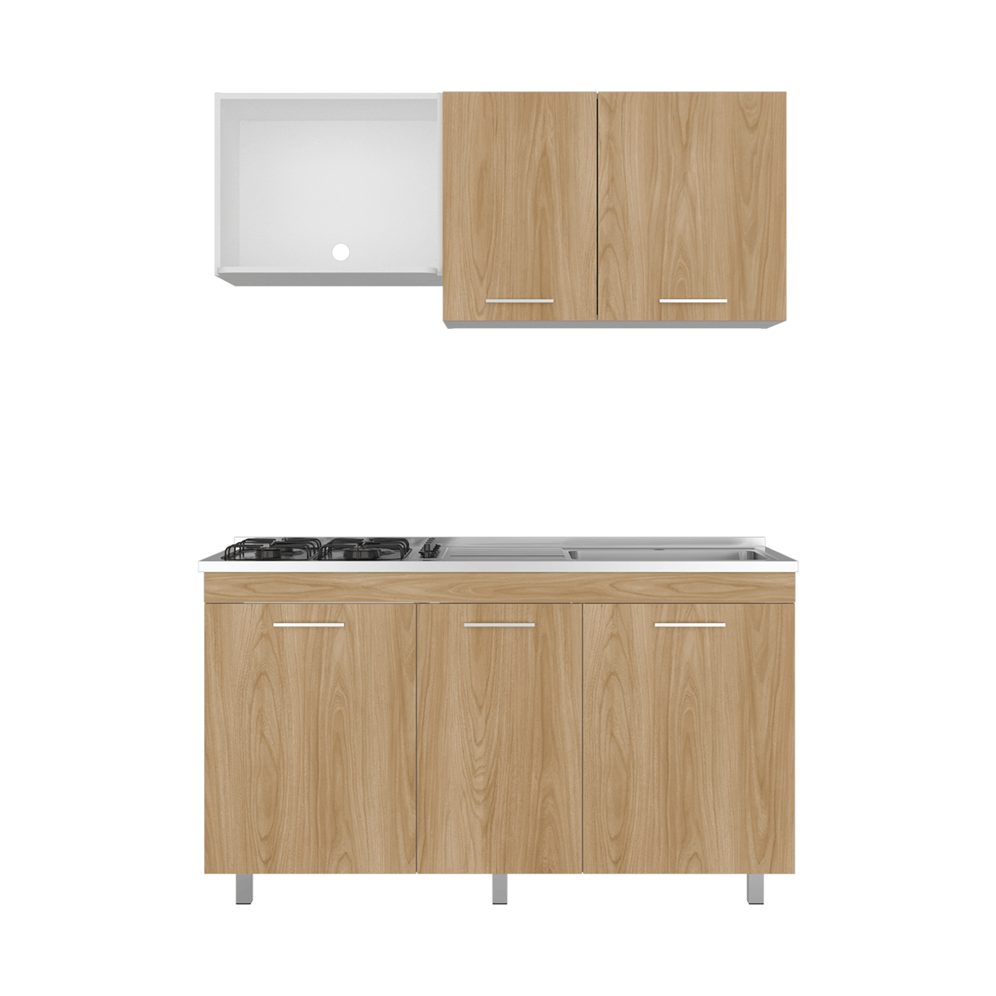 Cocina Miro 150 Derecho 60X150X40 Rta Blanco Fresno