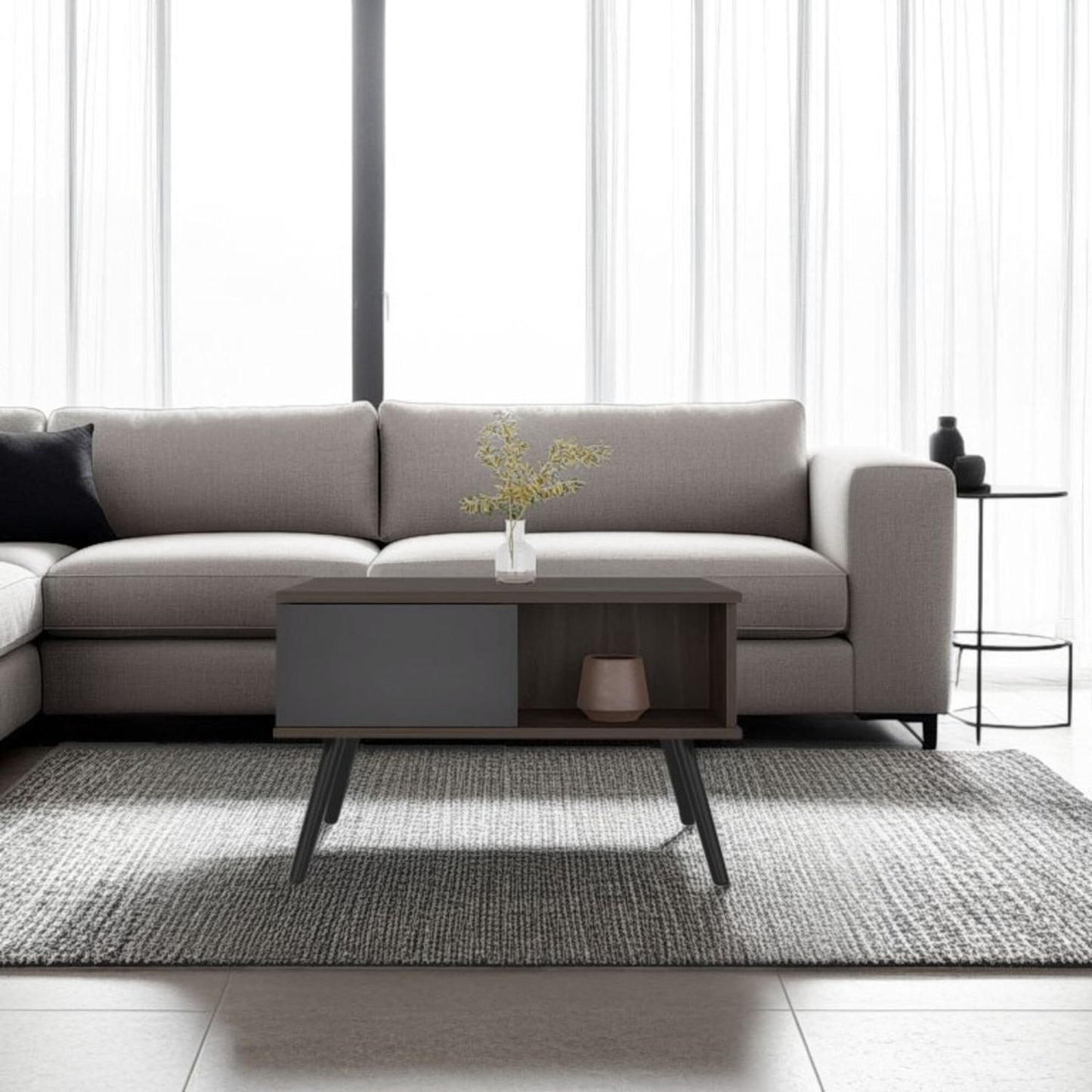 Mesa De Centro Zurich 40X63X40 Rta Milan Plomo
