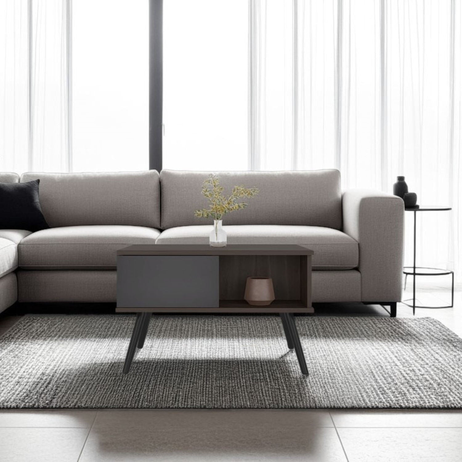 Mesa De Centro Zurich 40X63X40 Rta Milan Plomo