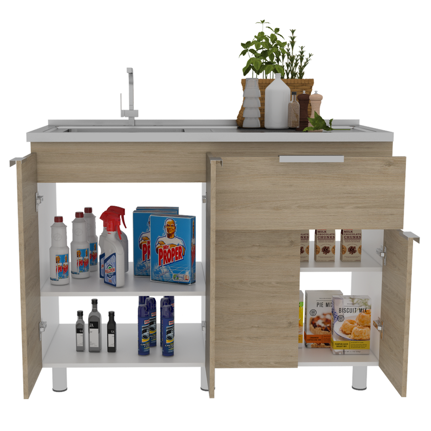 Mueble Inferior Fendi Rta Blanco + Rovere