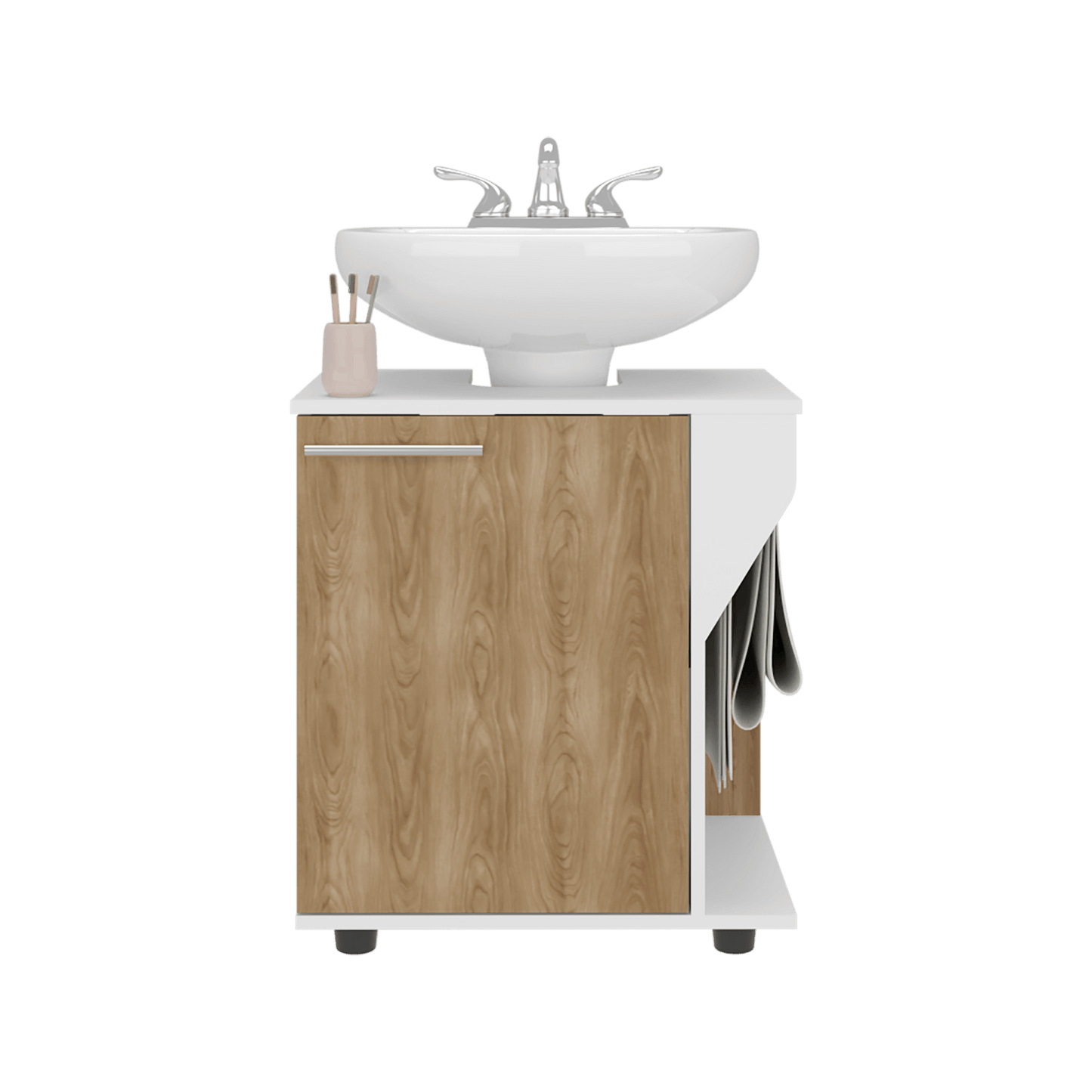 Mueble Lavamanos De Pedestal Phillips 62X56X41 Rta Blanco Fresno