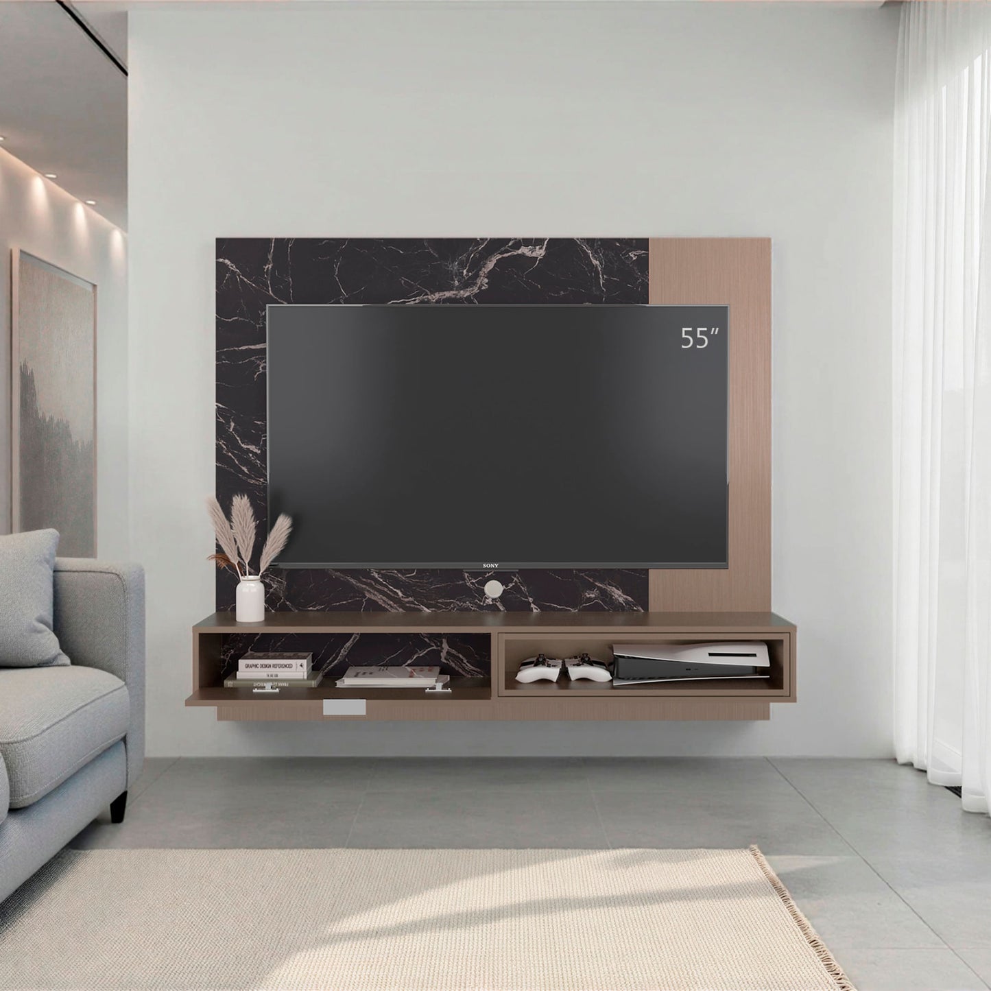 Panel De Tv Funes 130X150X33 Rta Mamba Ambar