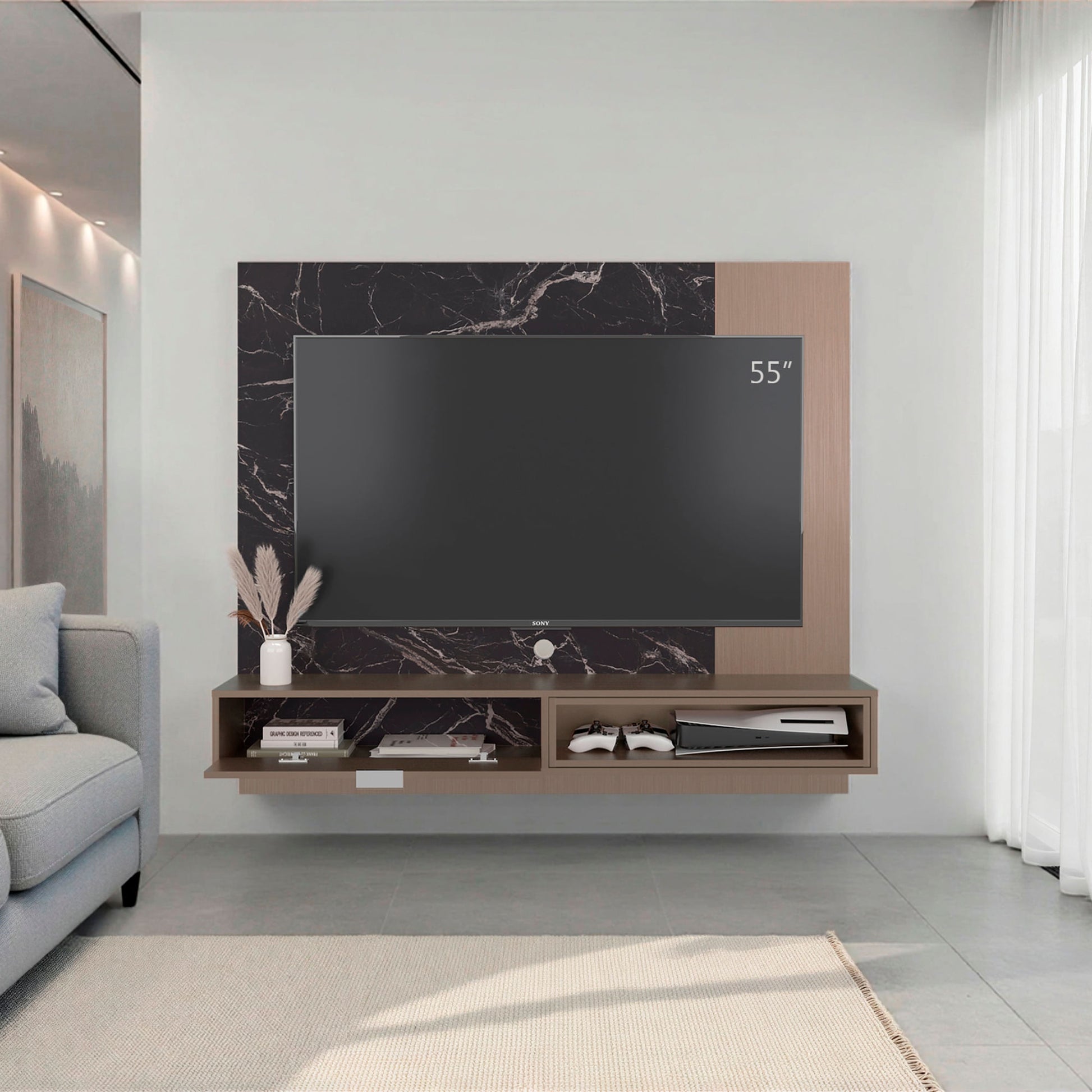 Panel De Tv Funes 130X150X33 Rta Mamba Ambar