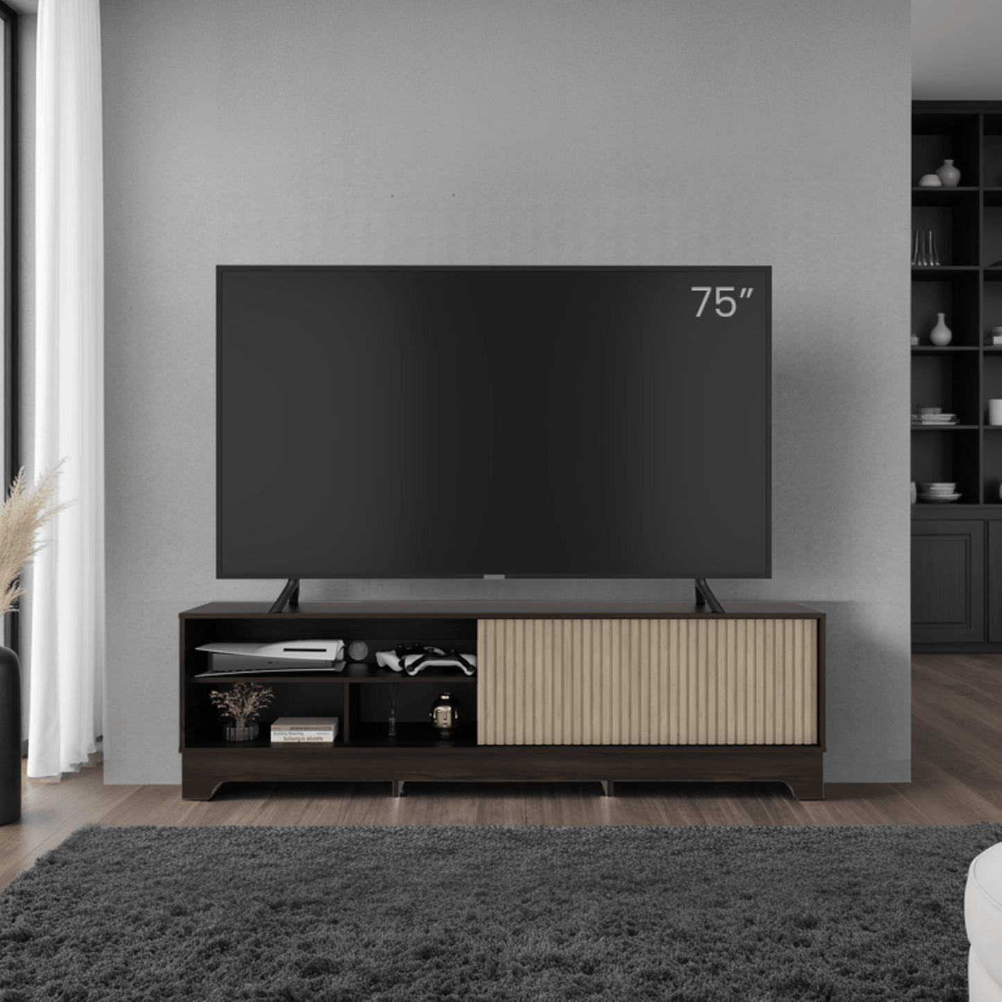 Mueble De Entretenimiento Smith 75 52X180X36 Rta Nogal Roble Natural