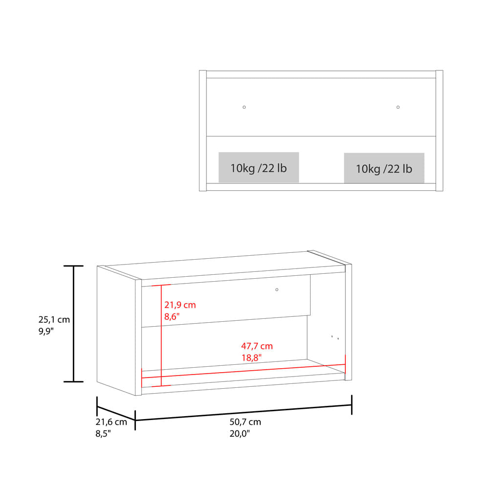 Armario De Pared Elsah 25X50X21 Rta Blanco Zf