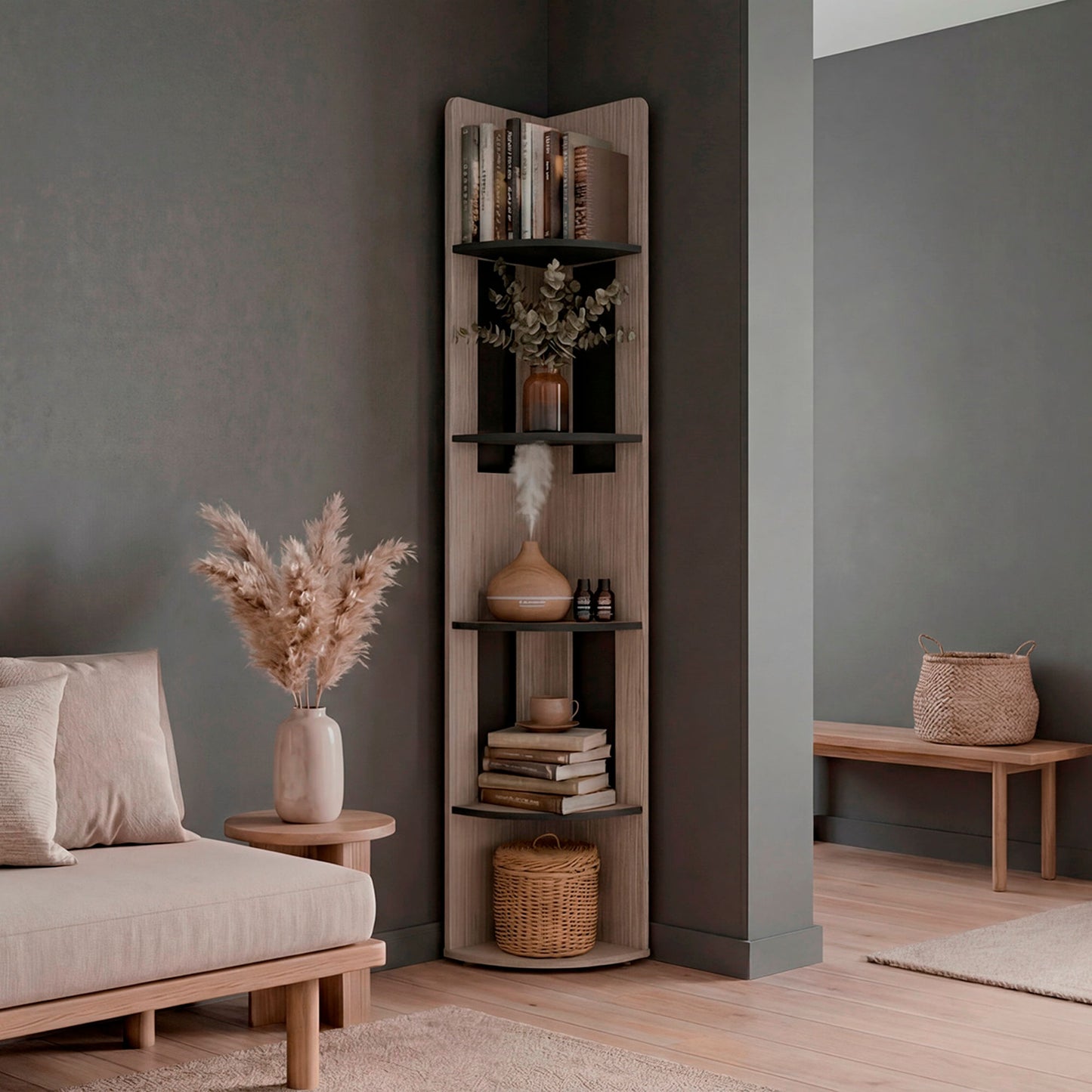 Estante Esquinero Home E-M7 180X30X30 Rta Positano Wengue Zf