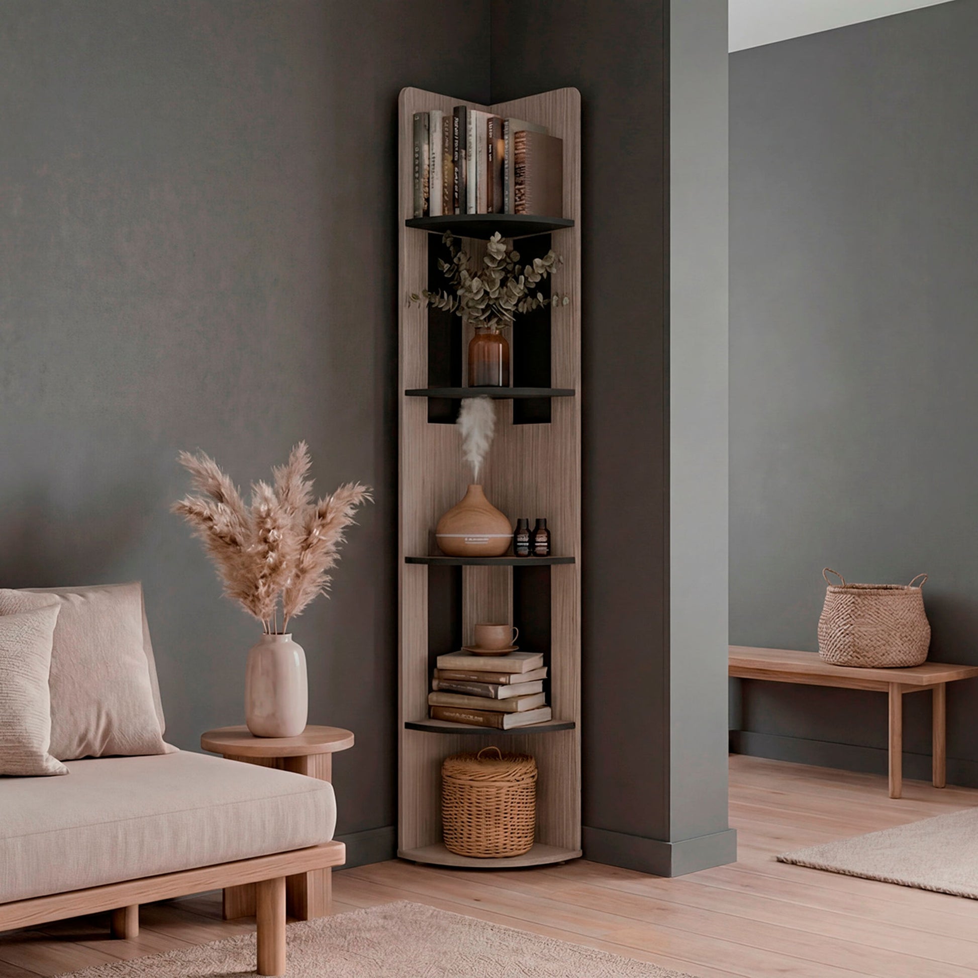 Estante Esquinero Home E-M7 180X30X30 Rta Positano Wengue Zf