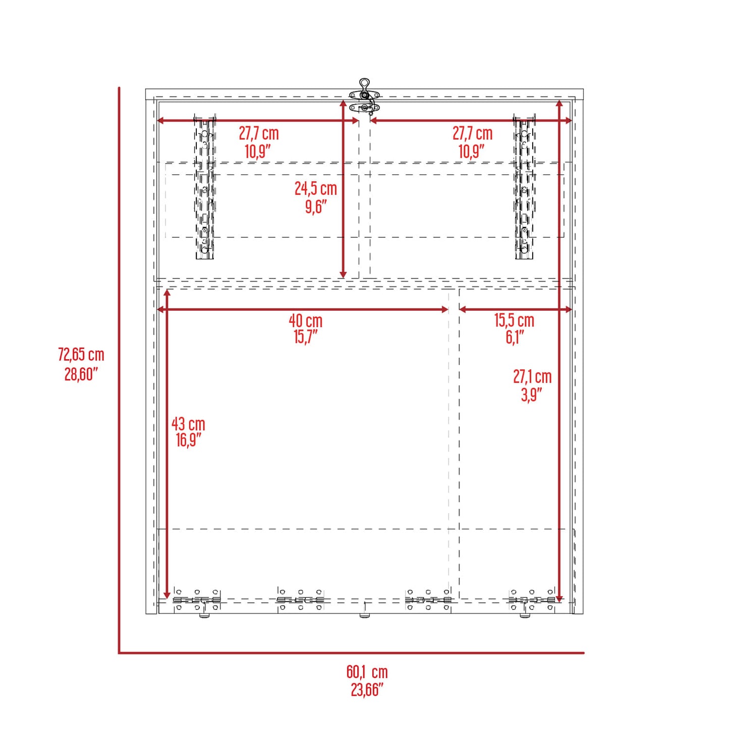 Escritorio Plegable Klapar 72X60X19 Rta Bardolino Zf