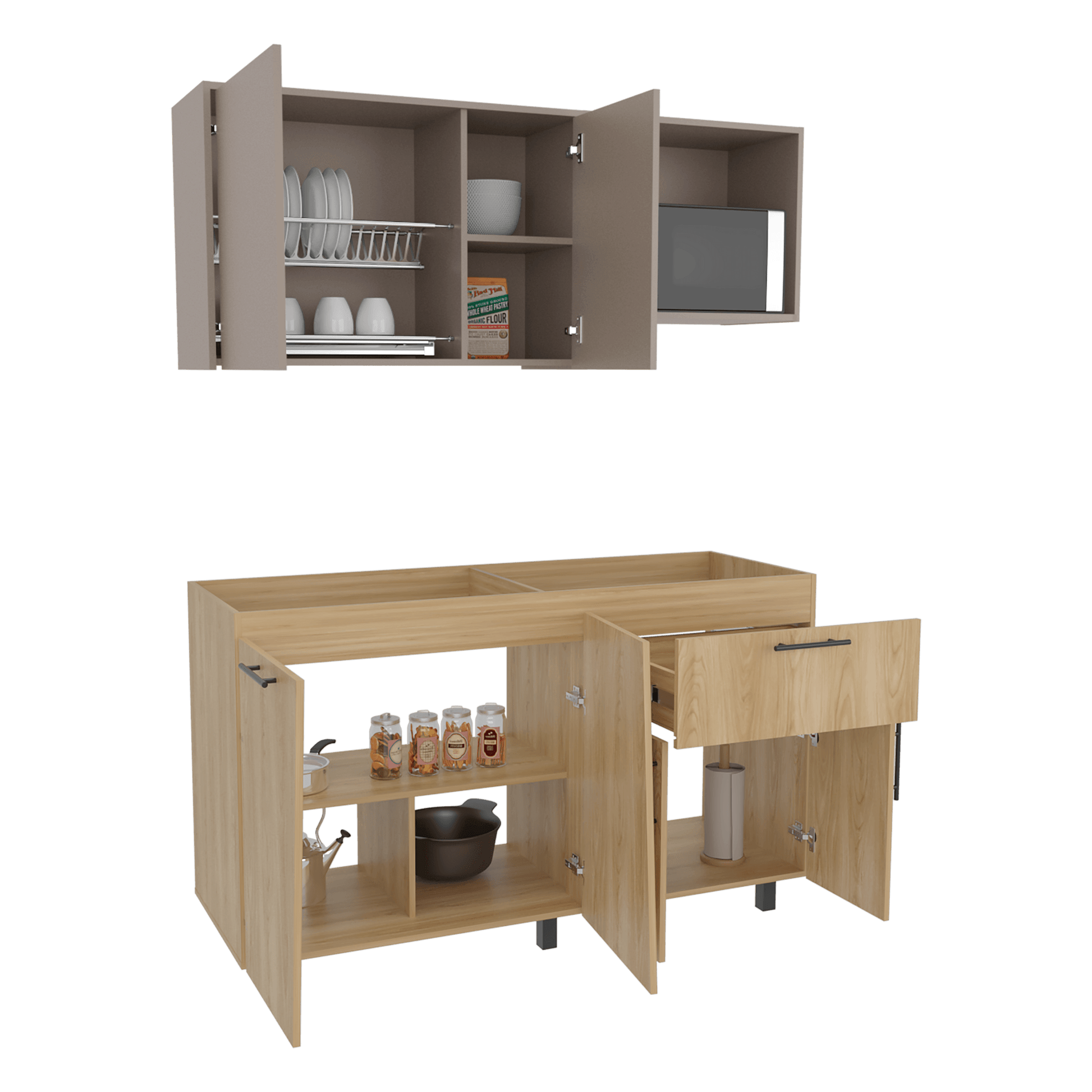 Cocina 150 Emilia 60X150X35 Rta Fresno Eu Taupe