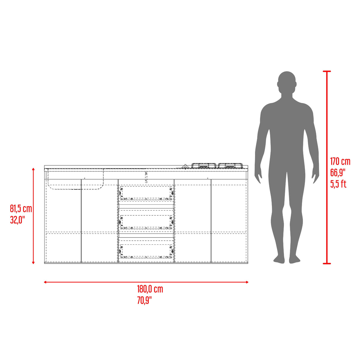 Mueble Inferior Cocina Izquierdo Boreal 89X179X50 Rta Fresno Blanco