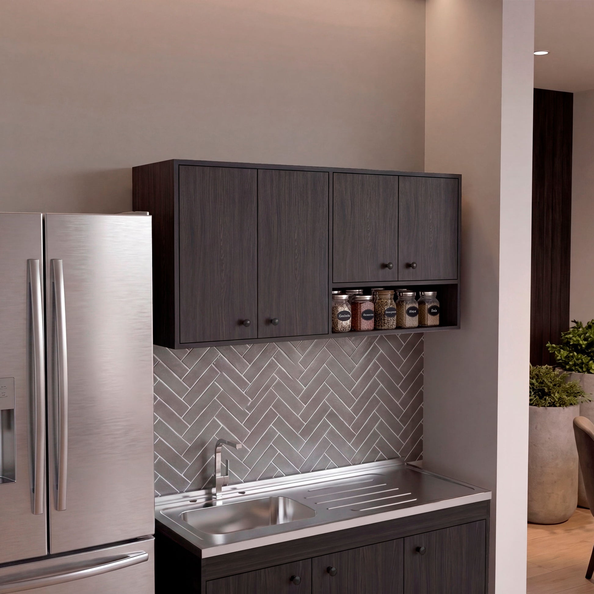Mueble Superior De Cocina Napoles 60X120X35 Rta Wengue Zf