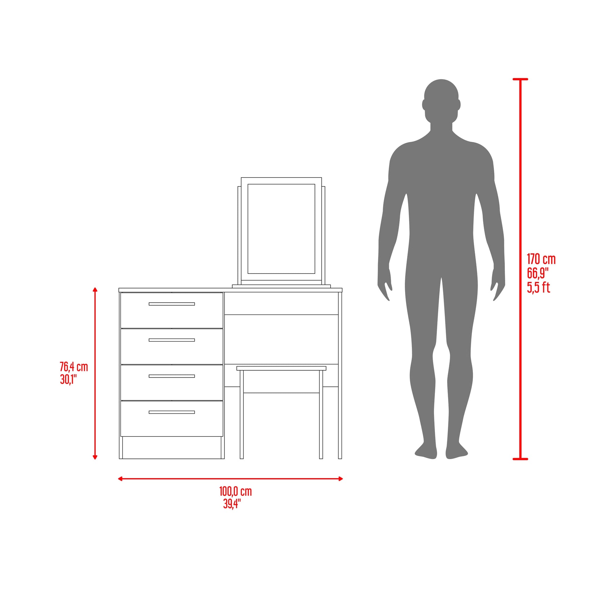 Mueble Tocador Kaia Rta Avellana + Wengue