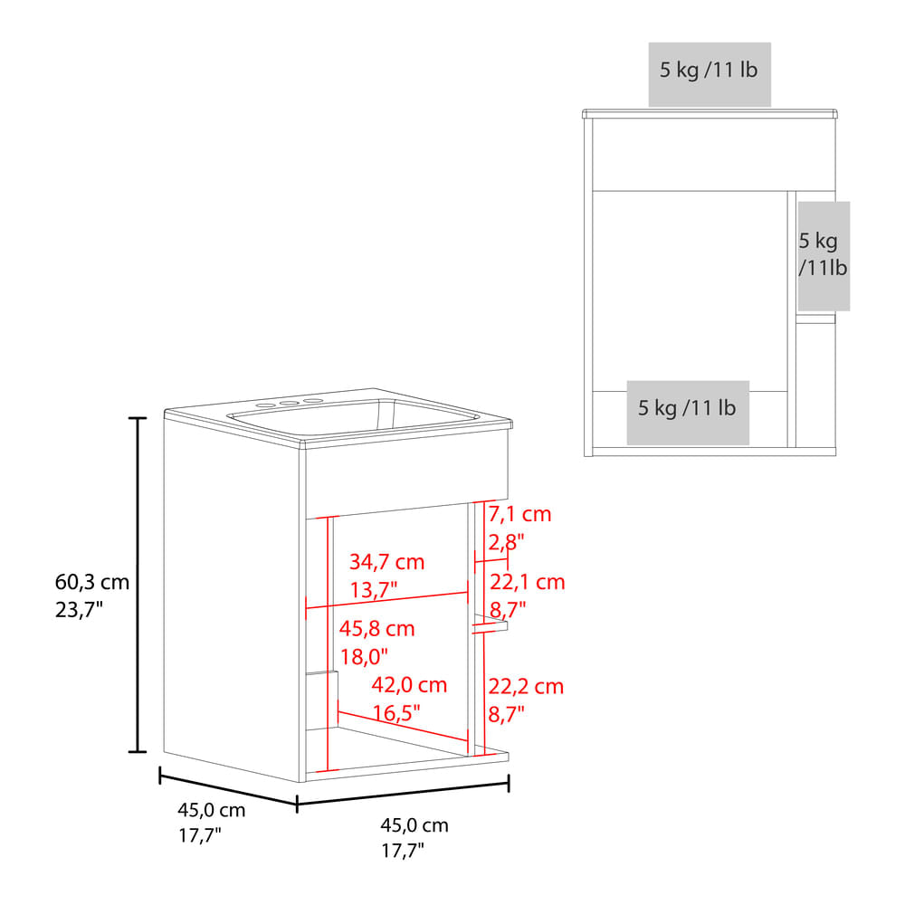 Mueble De Baño 45 Colton 60X45X45 Rta Bardolino Zf