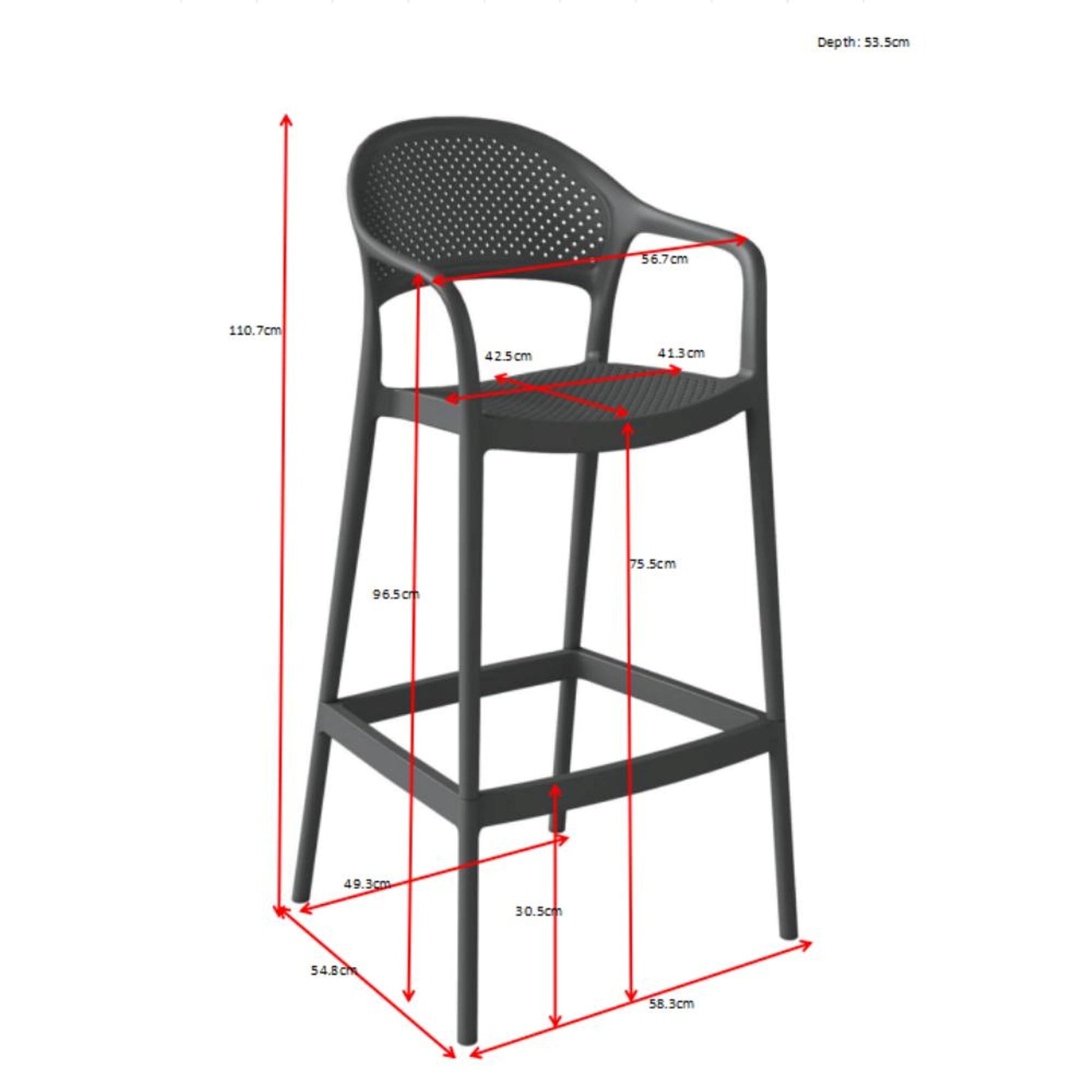 Silla Bar Curitiva 109X56X56 Rta Negro