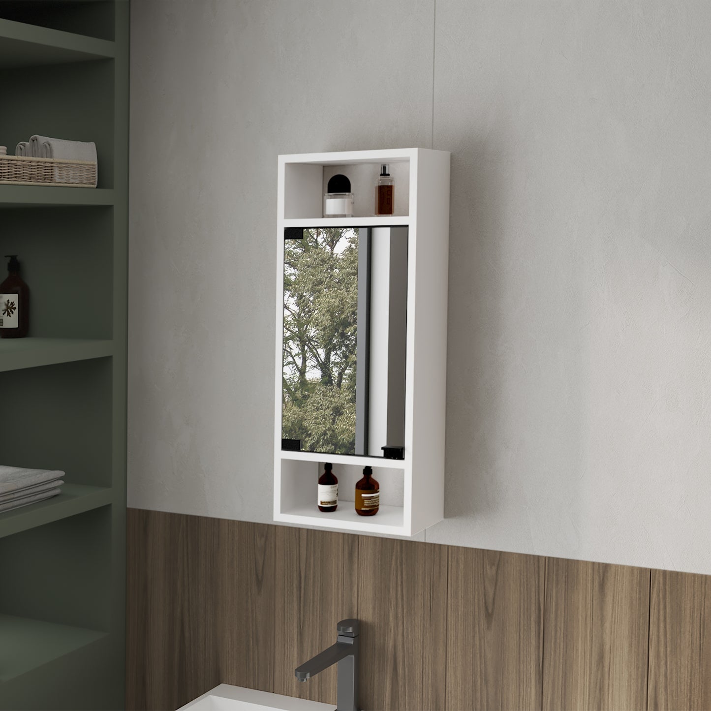 Gabinete De Baño Con Espejo Uros 71X30X15 Rta Blanco Marquez Zf