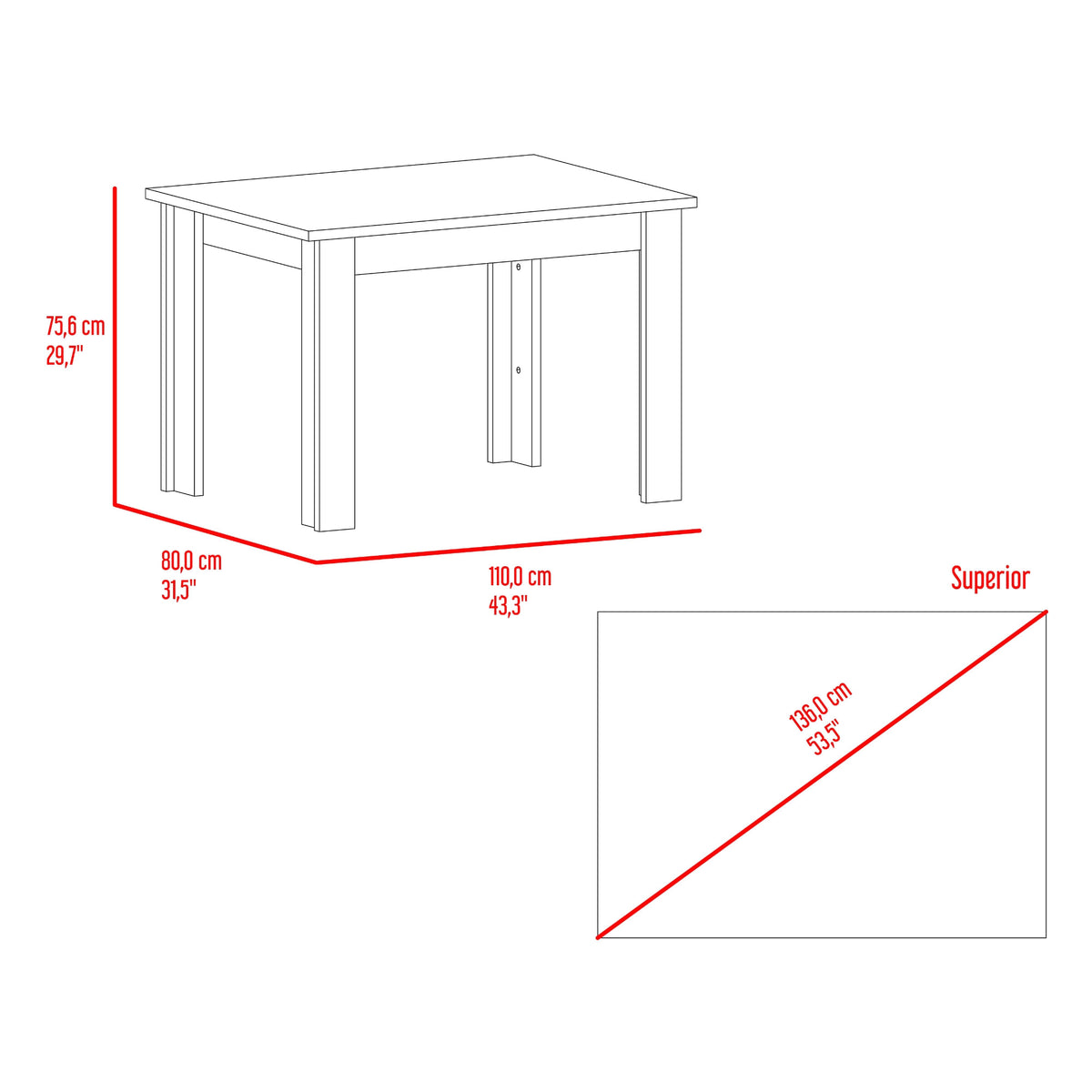 Comedor Portofino 75X110X80 Rta Miel
