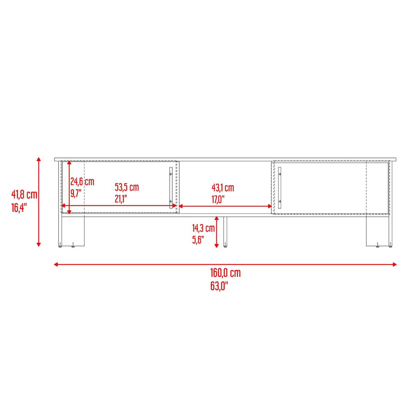 Rack De Tv Dago 41X160X35 Rta Avellana Wengue Zf