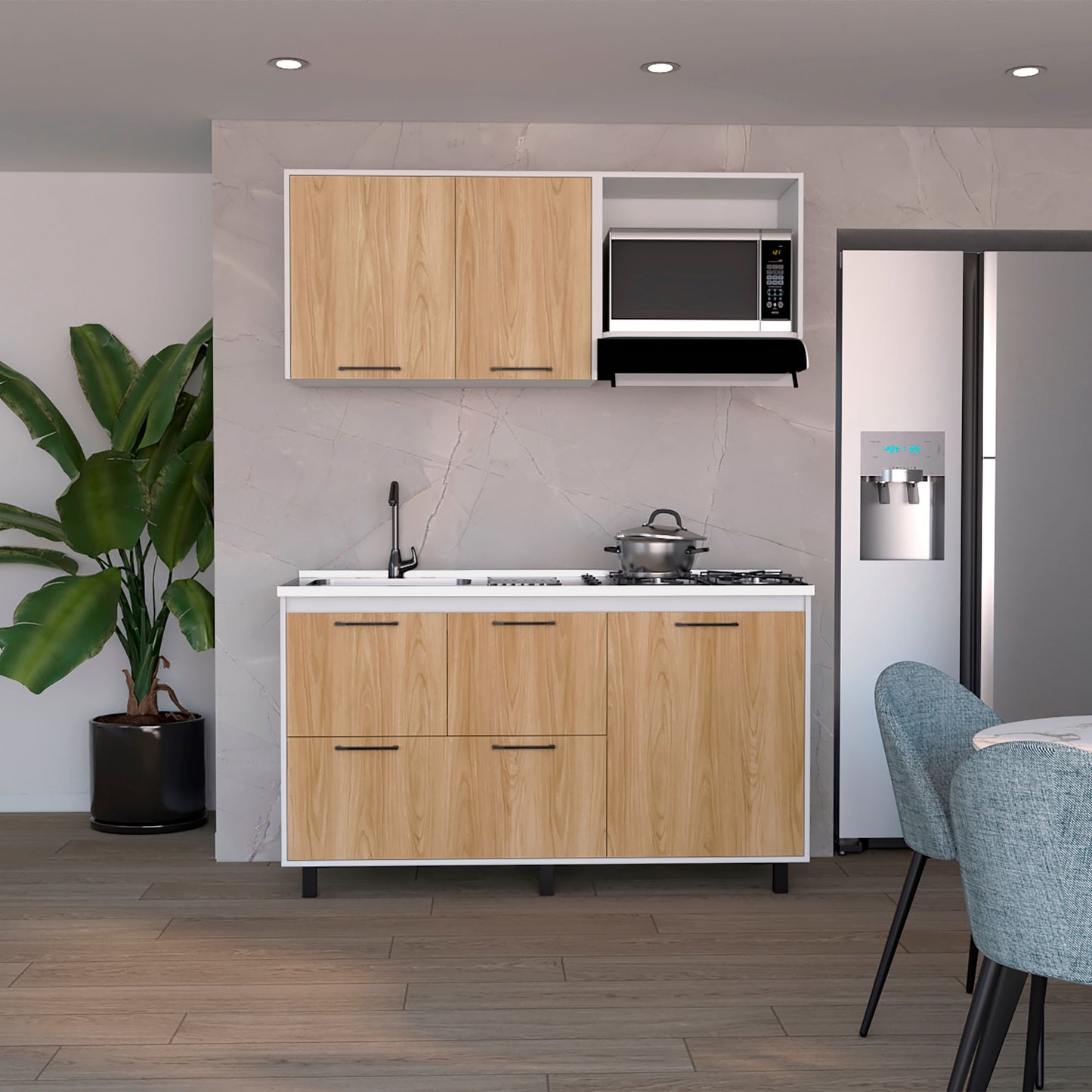 Cocina 150 Pacific 60X150X35 Rta Blanco Mqz Fresno Eu