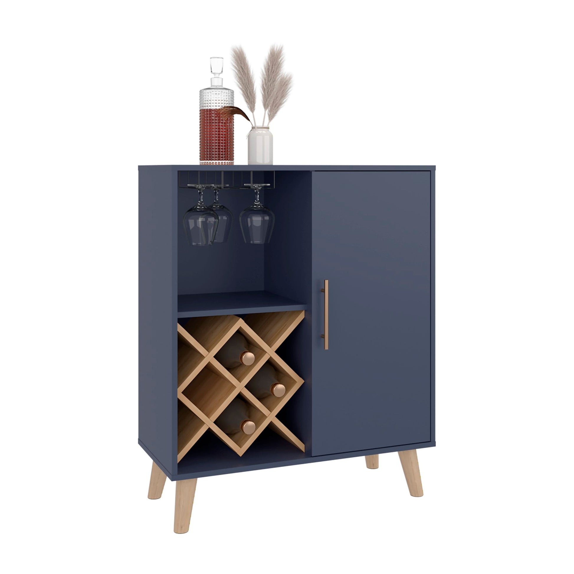 Mueble Bar Baja Cueva 98X80X38 Azul Fresno Zf