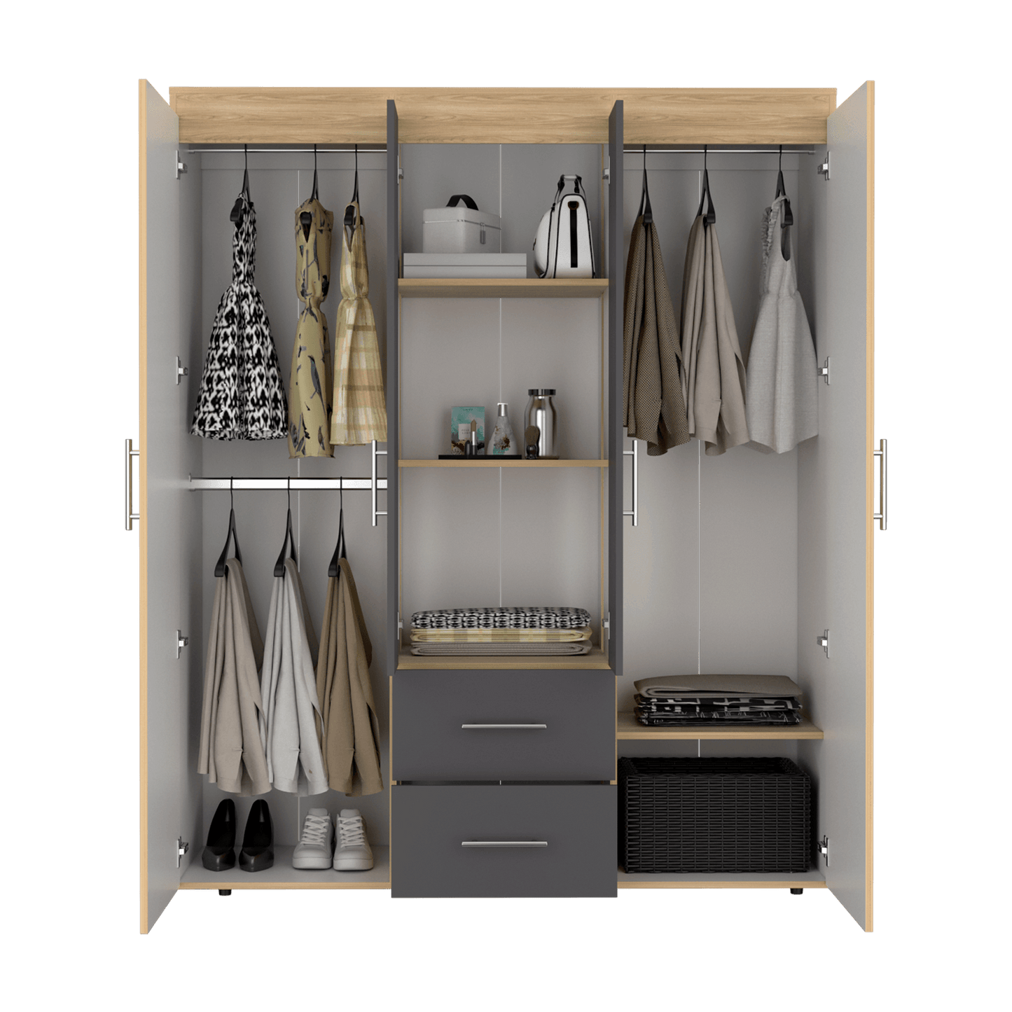 Closet Bariloche Eco 150 177X150X50 Rta Fresno/Blanco Plomo