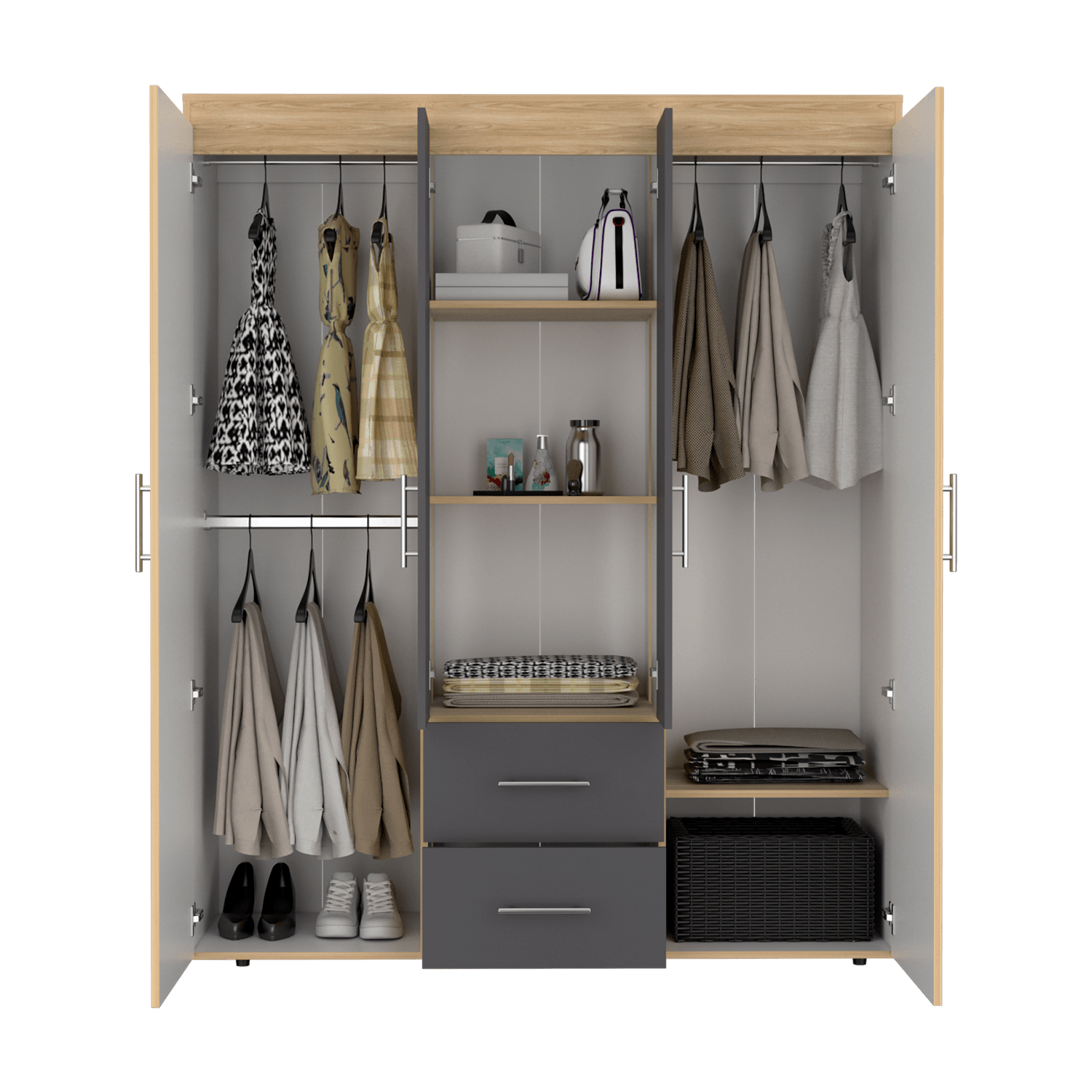 Closet Bariloche Eco 150 177X150X50 Rta Fresno/Blanco Plomo