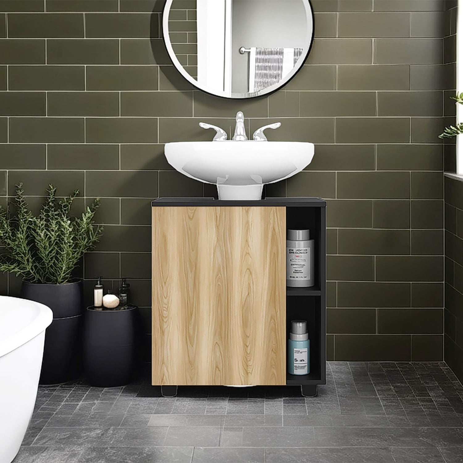 Mueble Para Lavamanos Pascuale 62X55X41 Rta Fresno Wengue