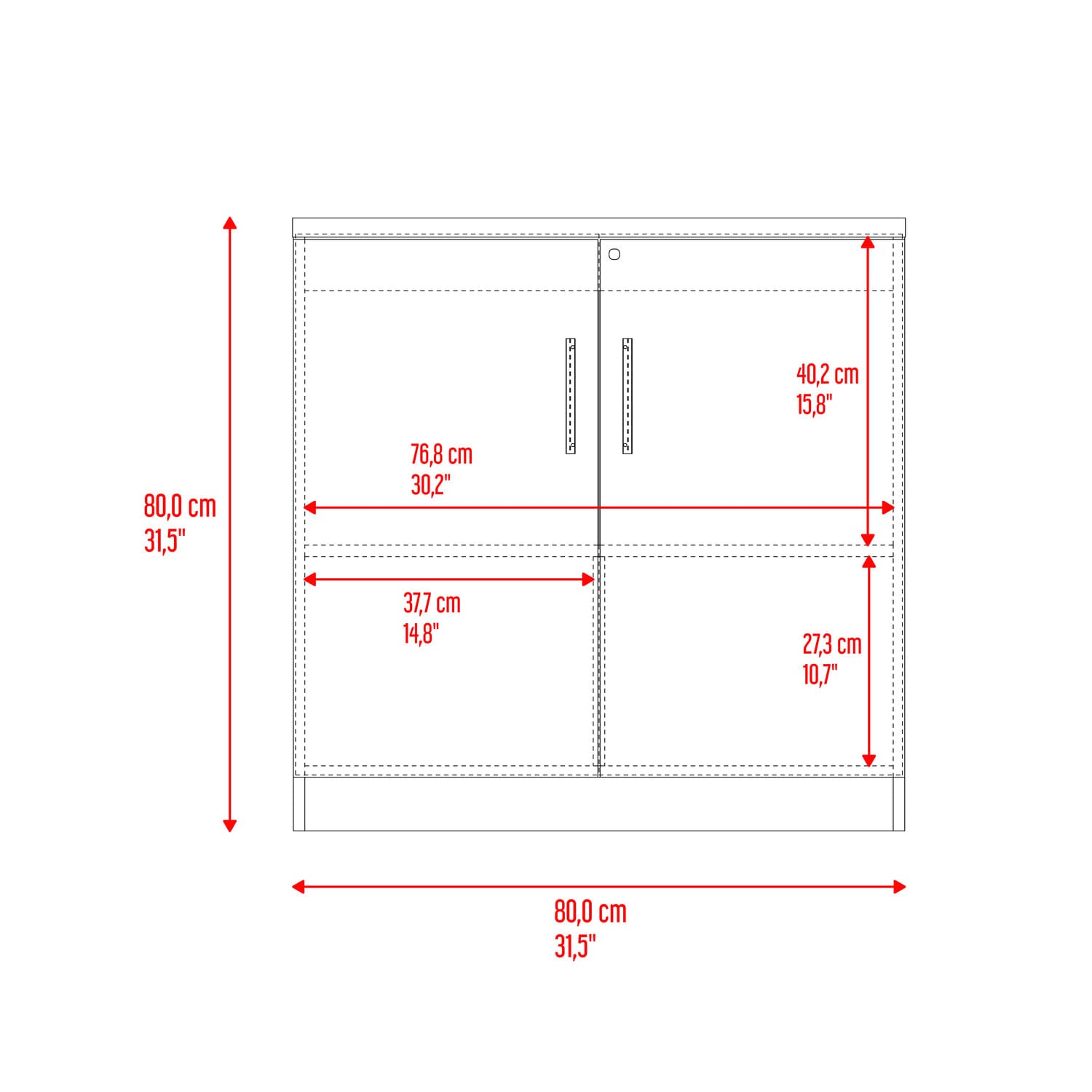 Armario 2P Malibu 80X80X40 Rta Nogal Wengue Zf